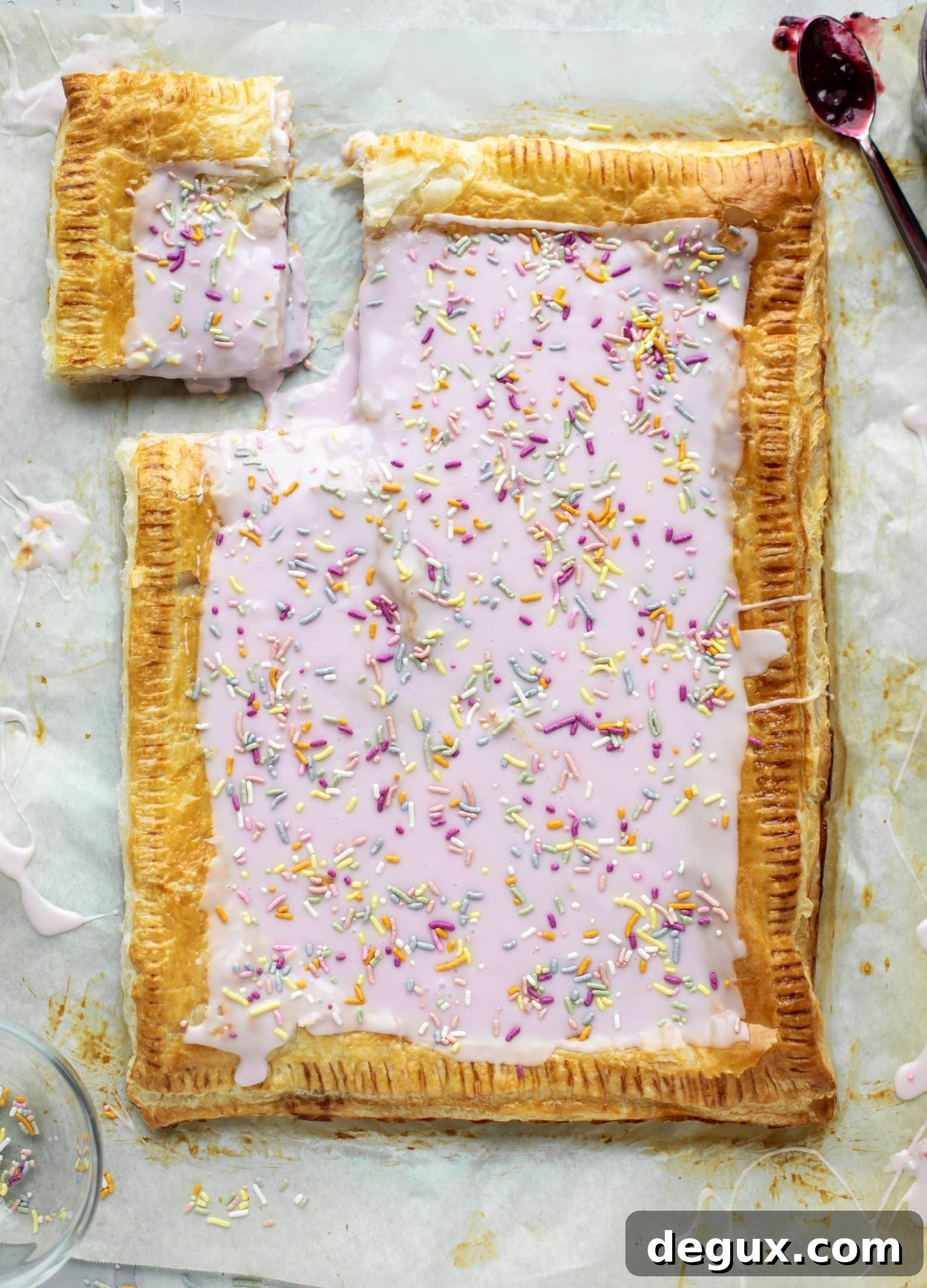 Giant Frozen Berry Pop-Tart Recipe Using Freezer Ingredients 10 This giant pop tart recipe can be made exclusively with ingredients in your freezer! I love to make a berry lavender flavor - so perfect for spring!