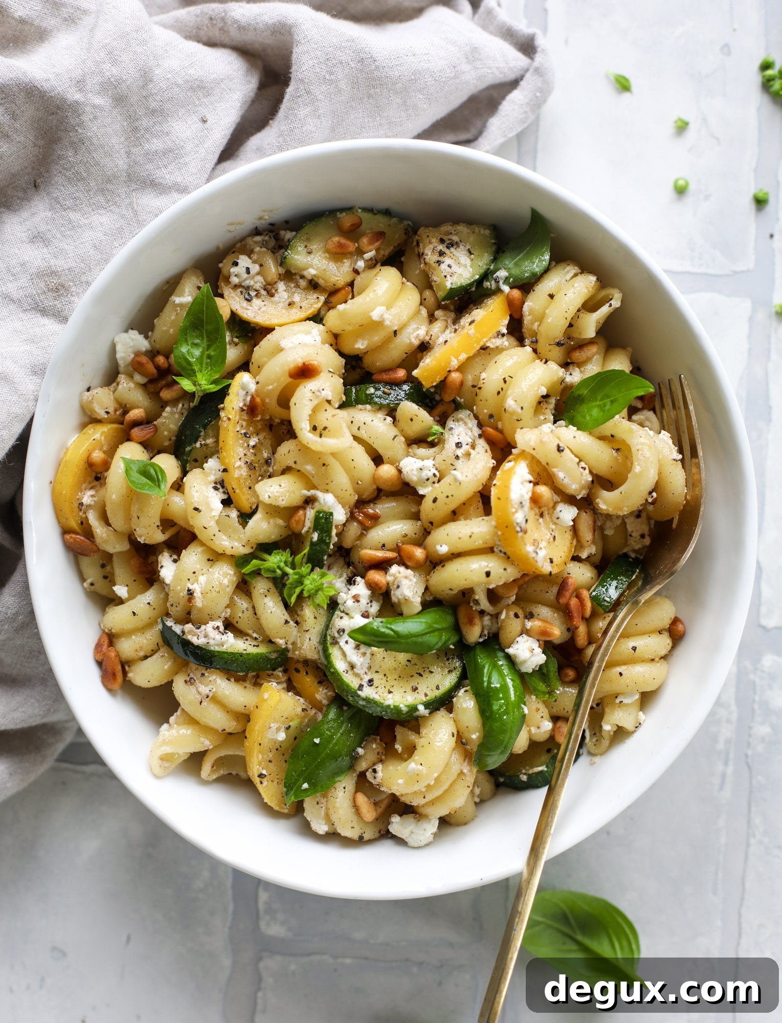 Squash Pasta Skillet with Brown Butter and Goat Cheese
