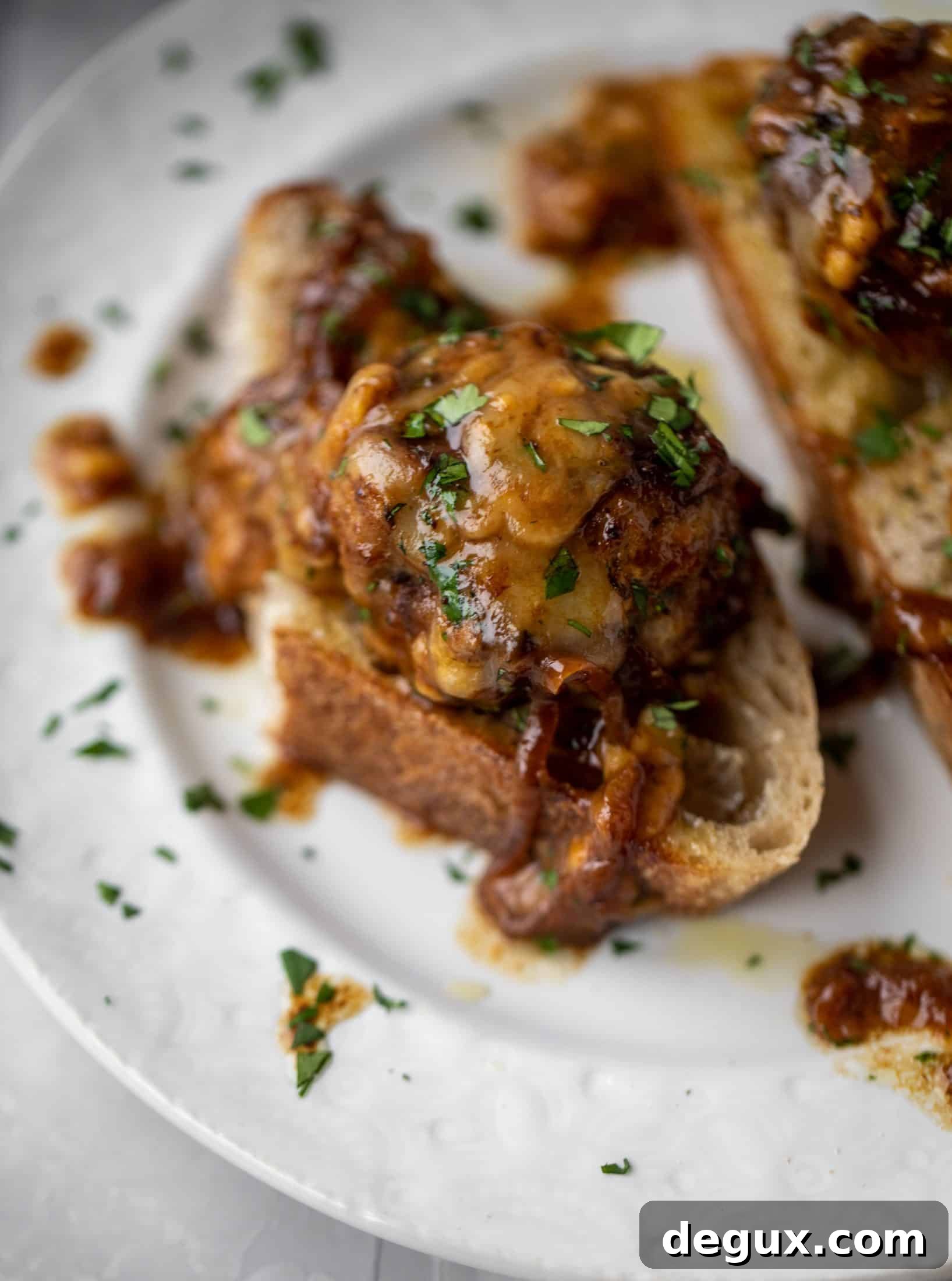 Weekend French Onion Meatballs: Savory Comfort Recipe 9 These french onion meatballs are super delicious! All the flavors of french onion soup made into juicy meatballs. Cheesy, saucy goodness!