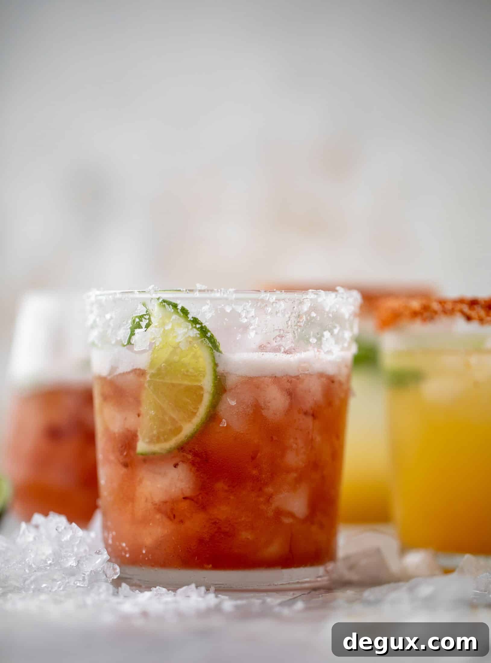 These bubbly jam margaritas are easy and delicious! Use your favorite jam instead of simple syrup to create a fruity flavor everyone will love.