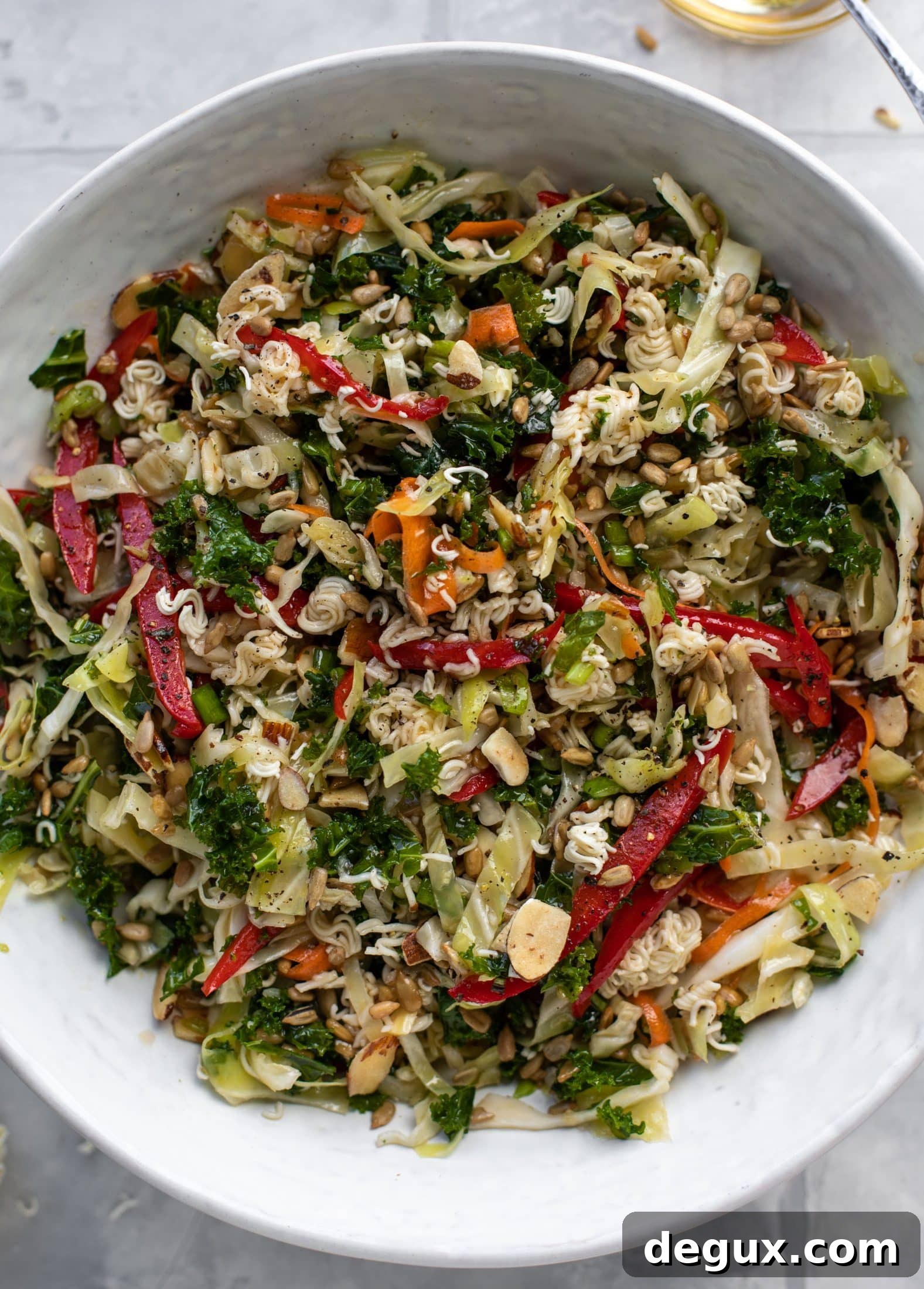 up close ramen noodle crunch salad