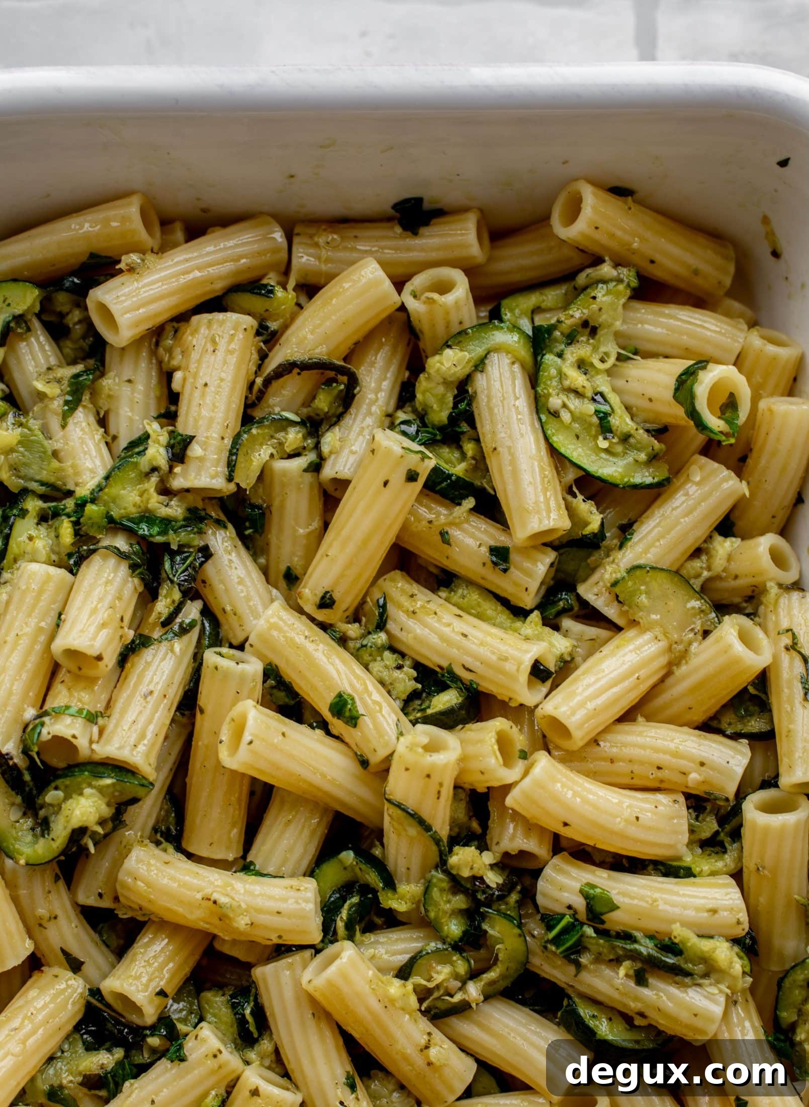 pasta tossed with melted zucchini