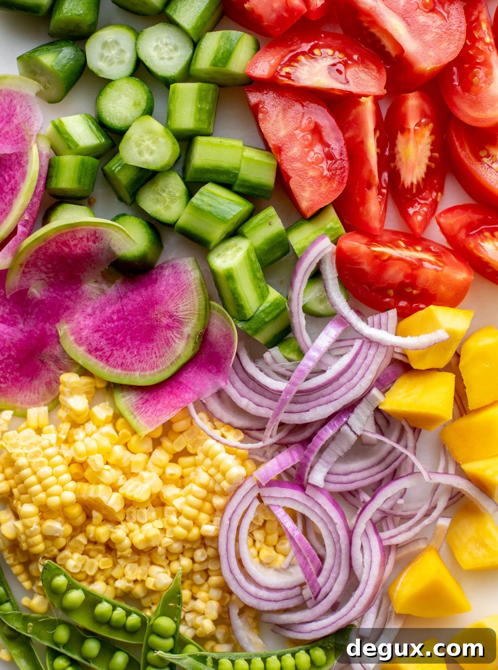 Loaded Summer Salad with Grilled Veggies and Feta 3 chopped salad ingredients