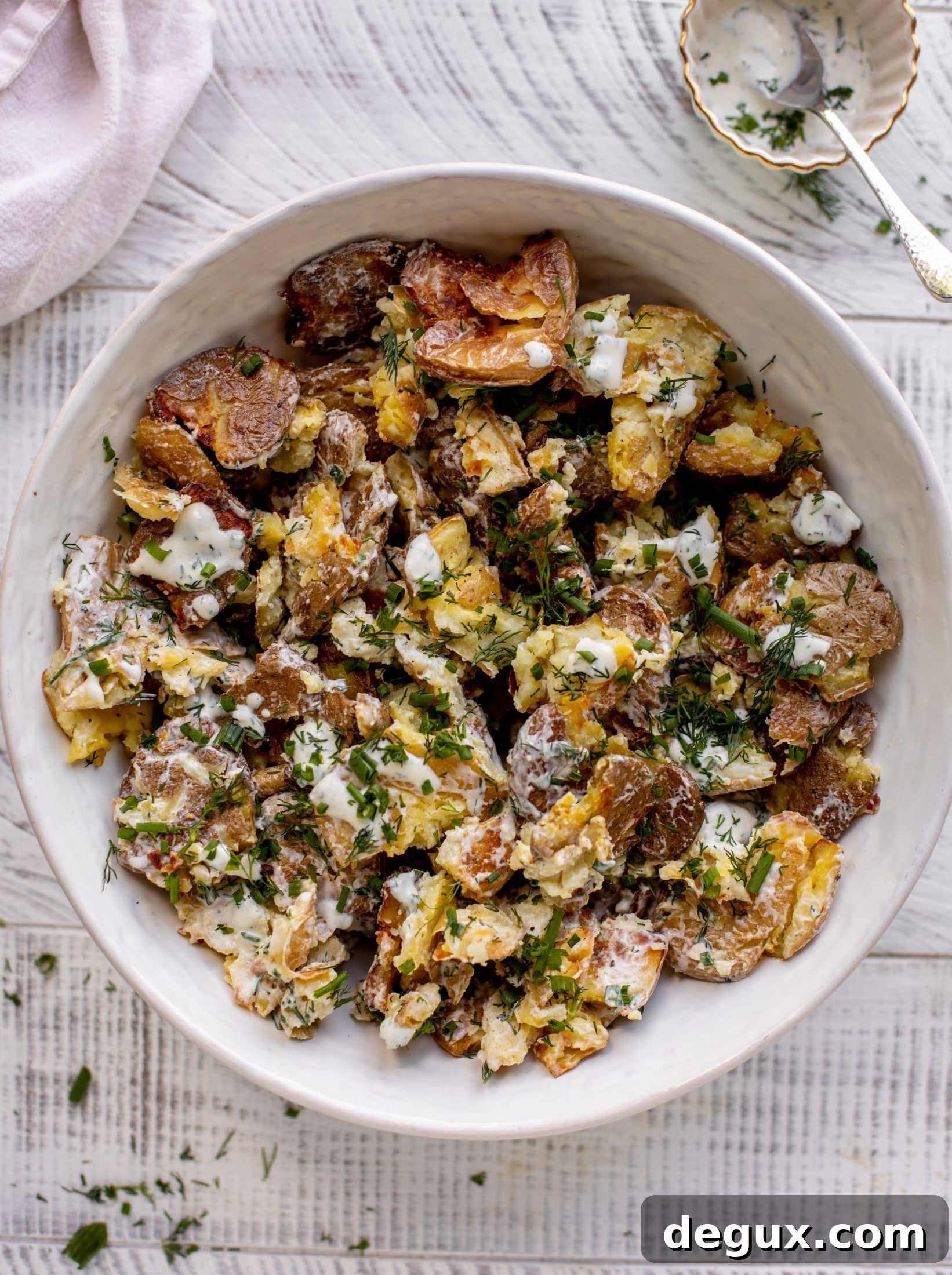 buttermilk herb smashed potato salad