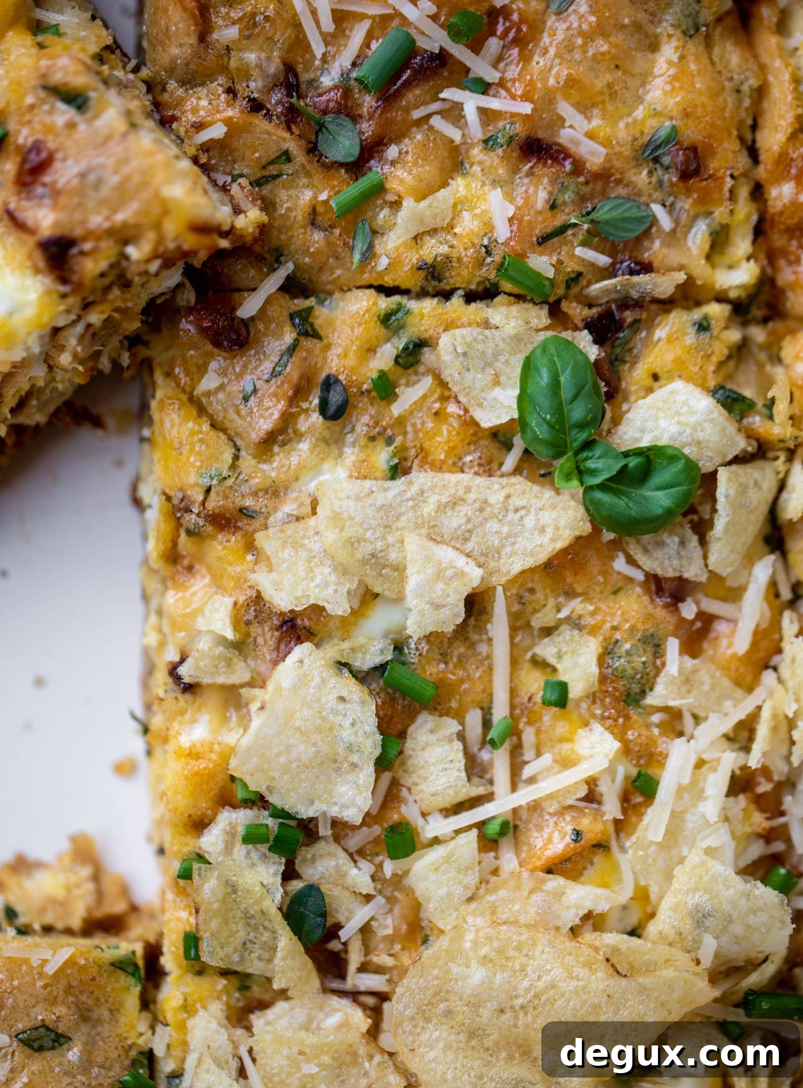 Crispy Potato Chip Frittata with Caramelized Onions 8 potato chip frittata with fresh herbs