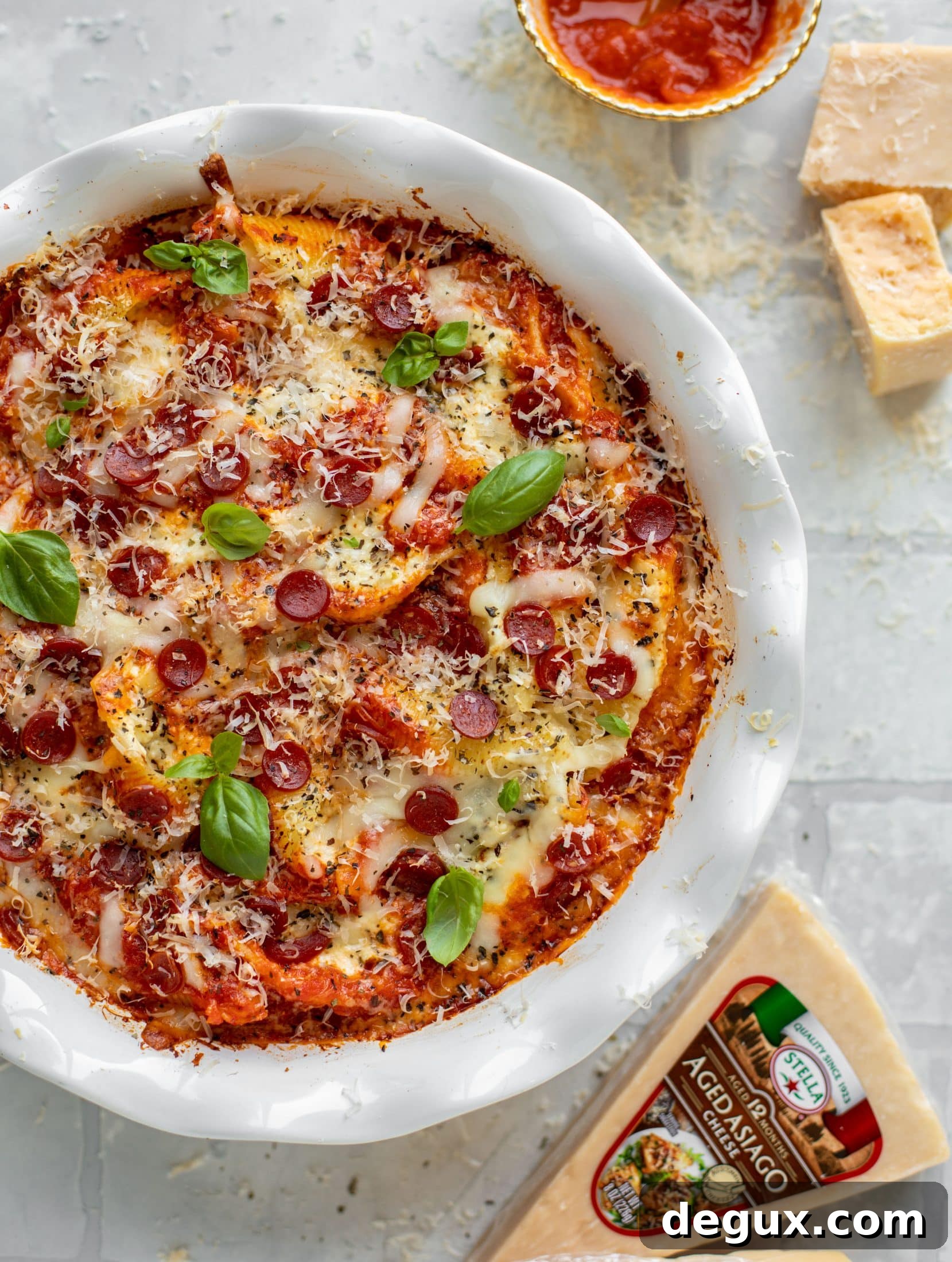Asiago Pizza Stuffed Shells Recipe — Cheesy Baked Pasta Delight 7 asiago pizza stuffed shells