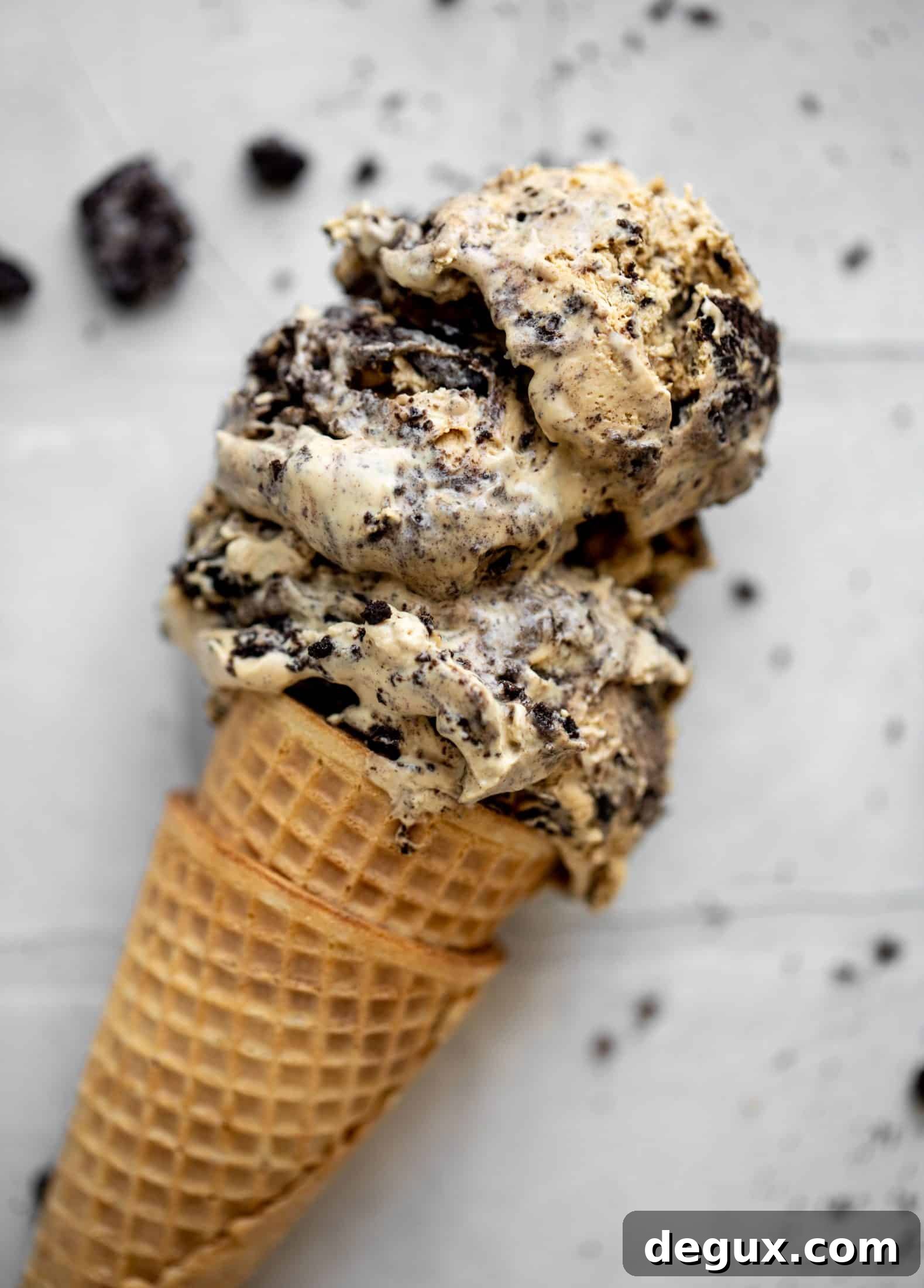 no churn coffee oreo ice cream on a cone