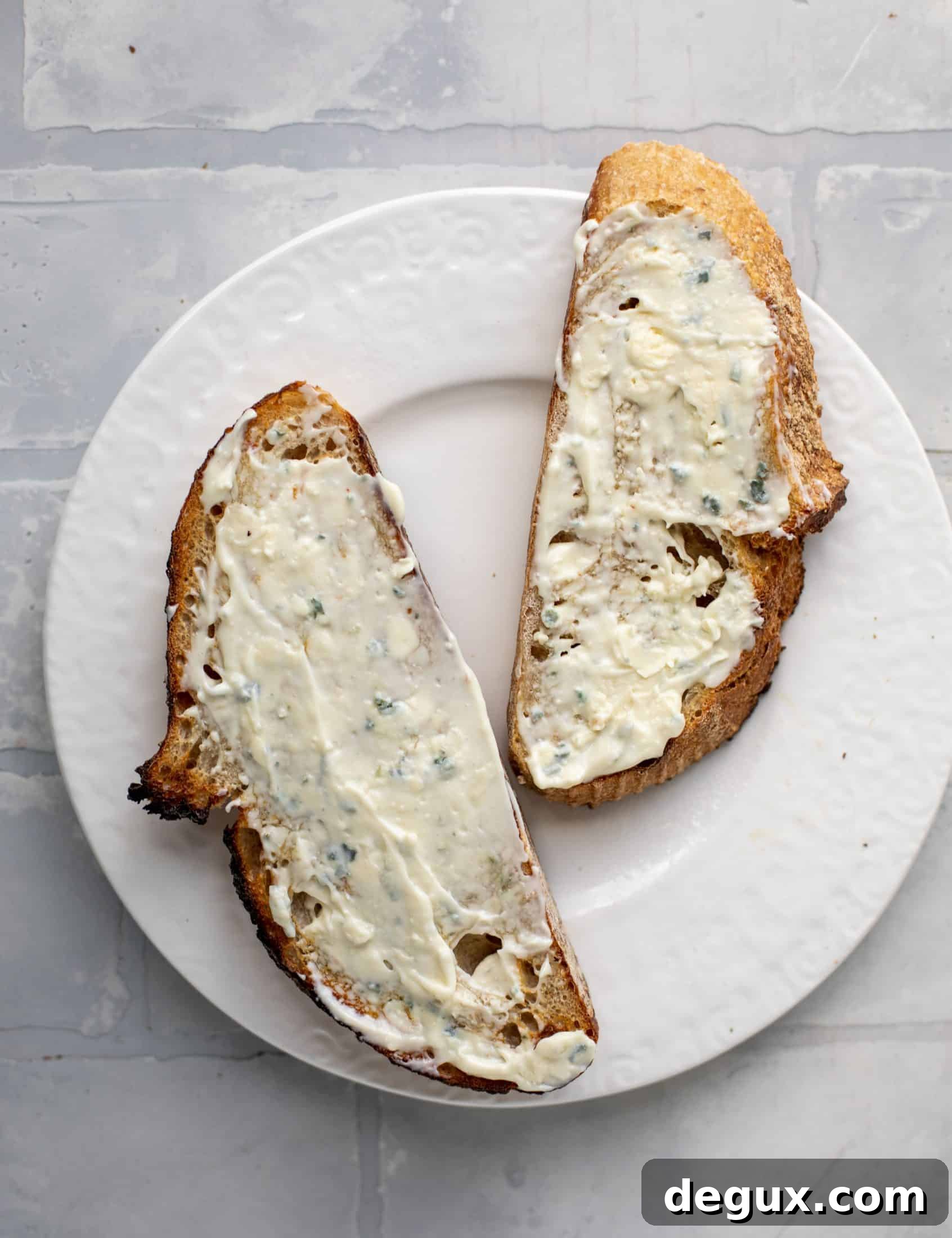 blue cheese mayo on sourdough toast