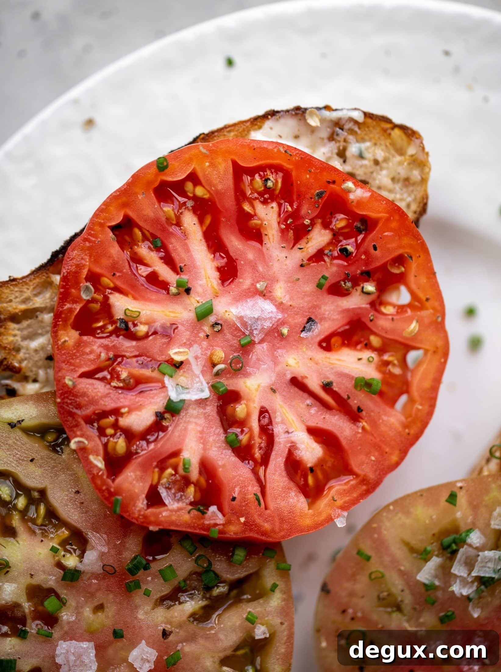 tomato toast with blue cheese mayo