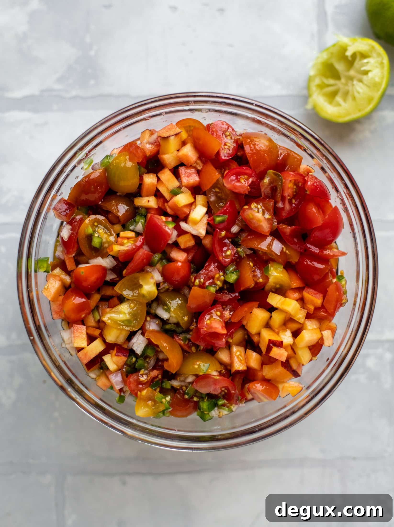Grilled Cilantro-Lime Chicken with Fresh Peach Pico de Gallo 6 peach pico de gallo