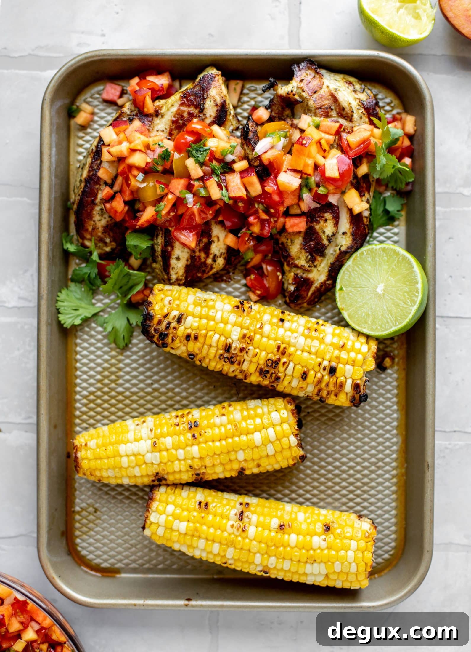 Grilled Cilantro-Lime Chicken with Fresh Peach Pico de Gallo 7 grilled cilantro lime chicken with peach pico de gallo