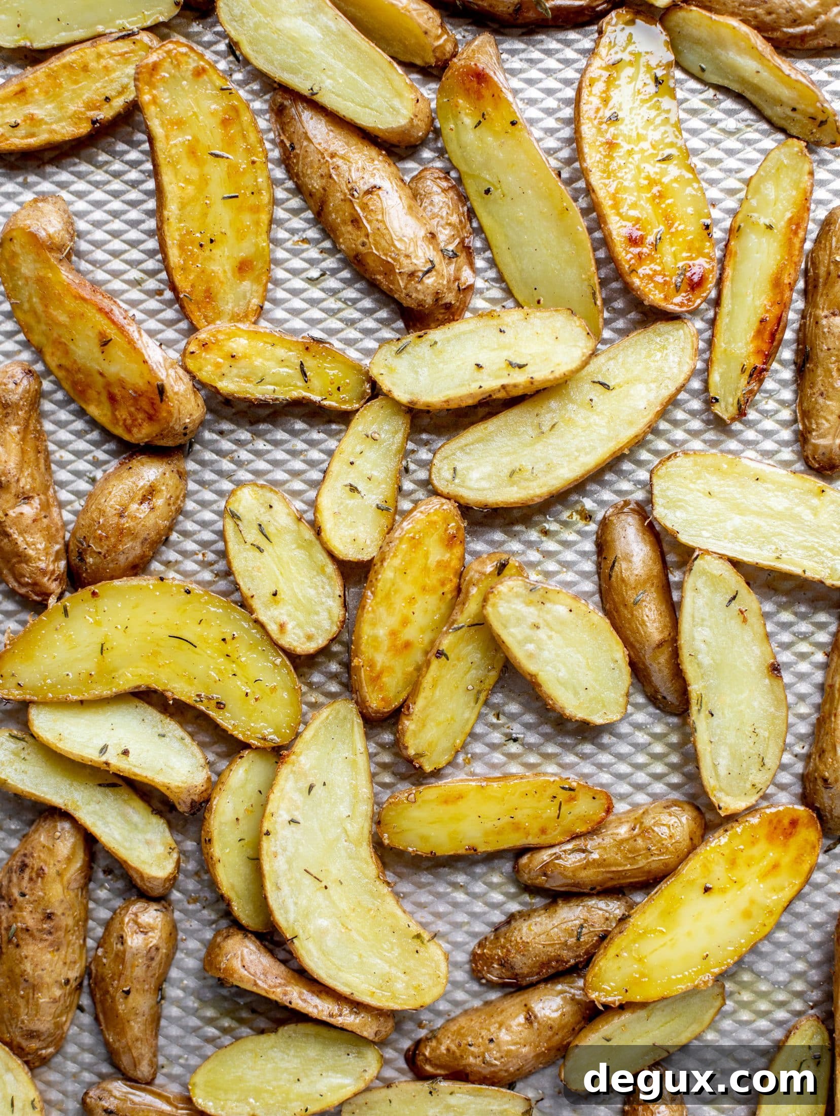 roasted potatoes on a baking sheet
