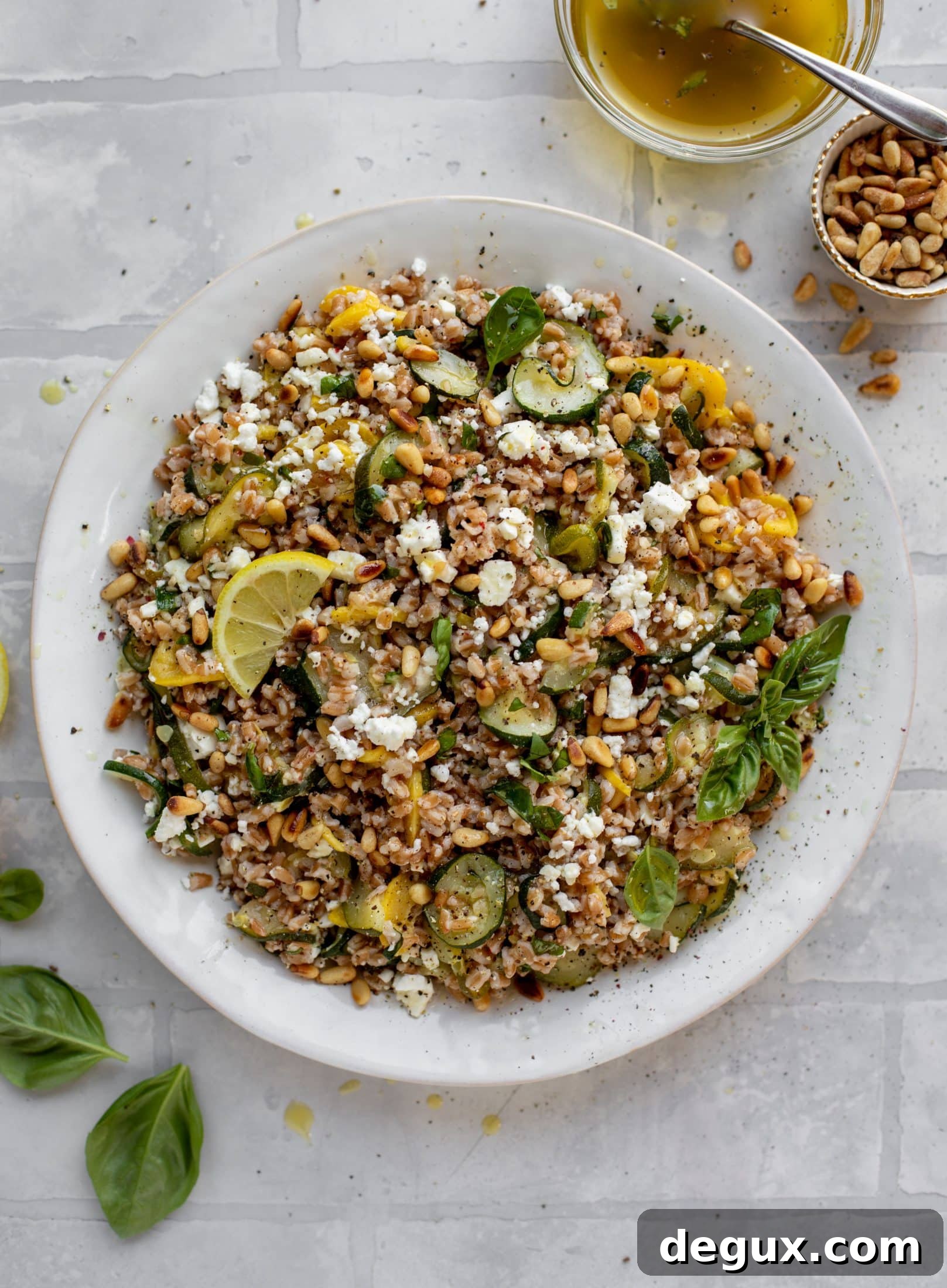 summer squash basil farro salad with lemon vinaigrette