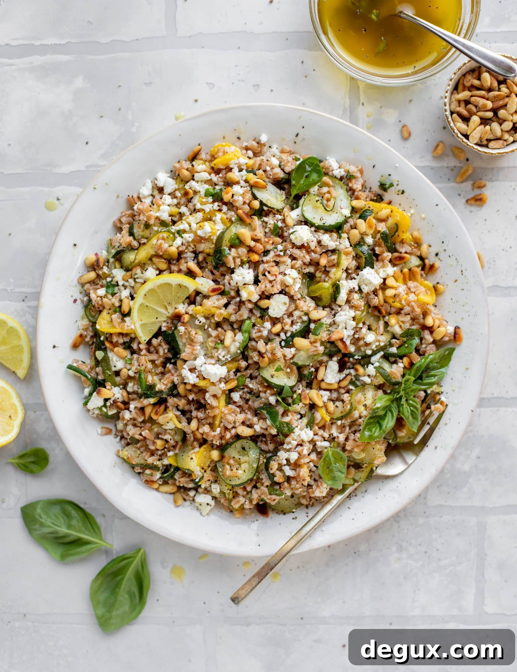 summer squash basil farro salad