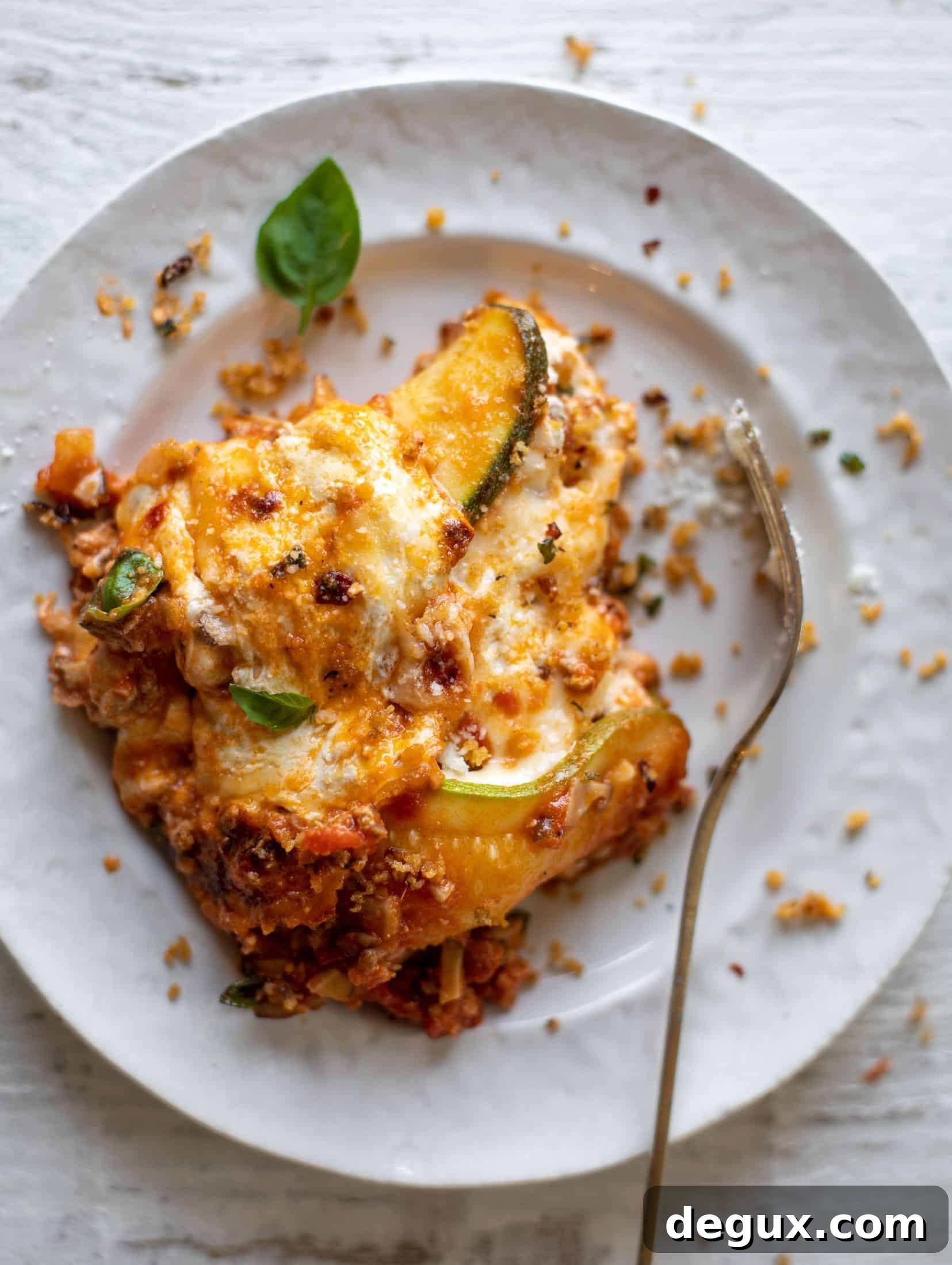 Zucchini Lasagna Bolognese with Spicy Basil Breadcrumb Topping 2 zucchini lasagna bolognese