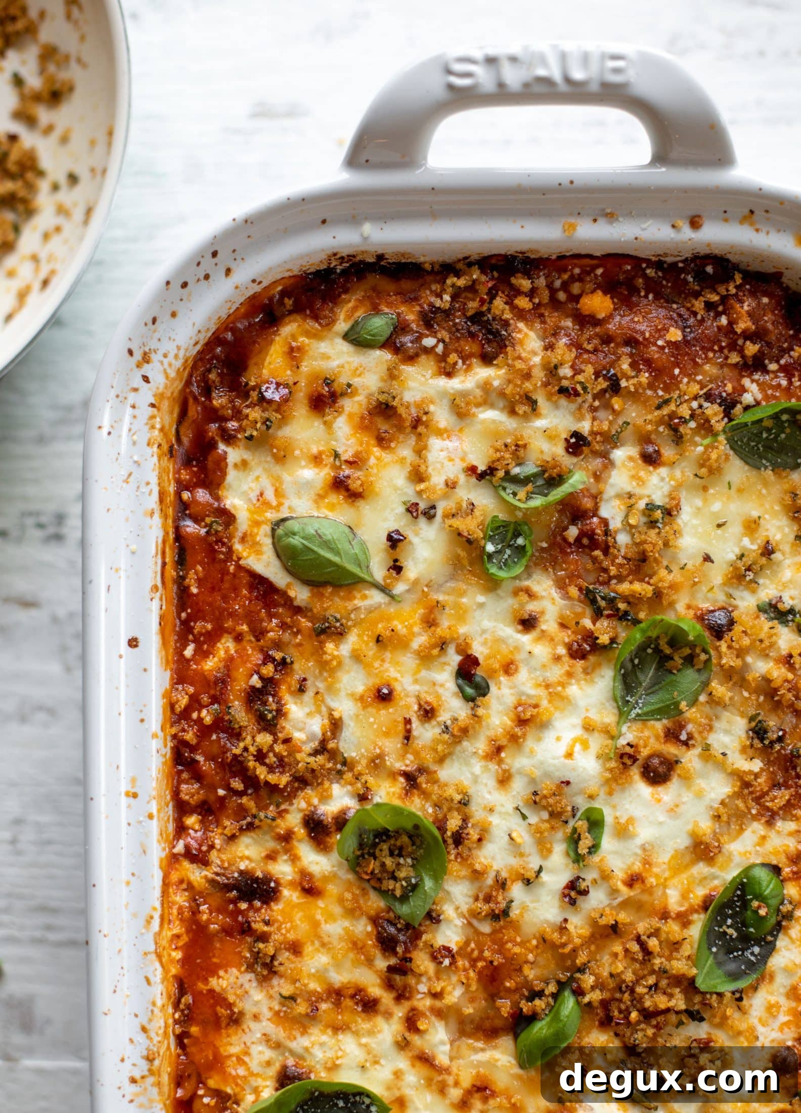 Zucchini Lasagna Bolognese with Spicy Basil Breadcrumb Topping 14 zucchini lasagna bolognese