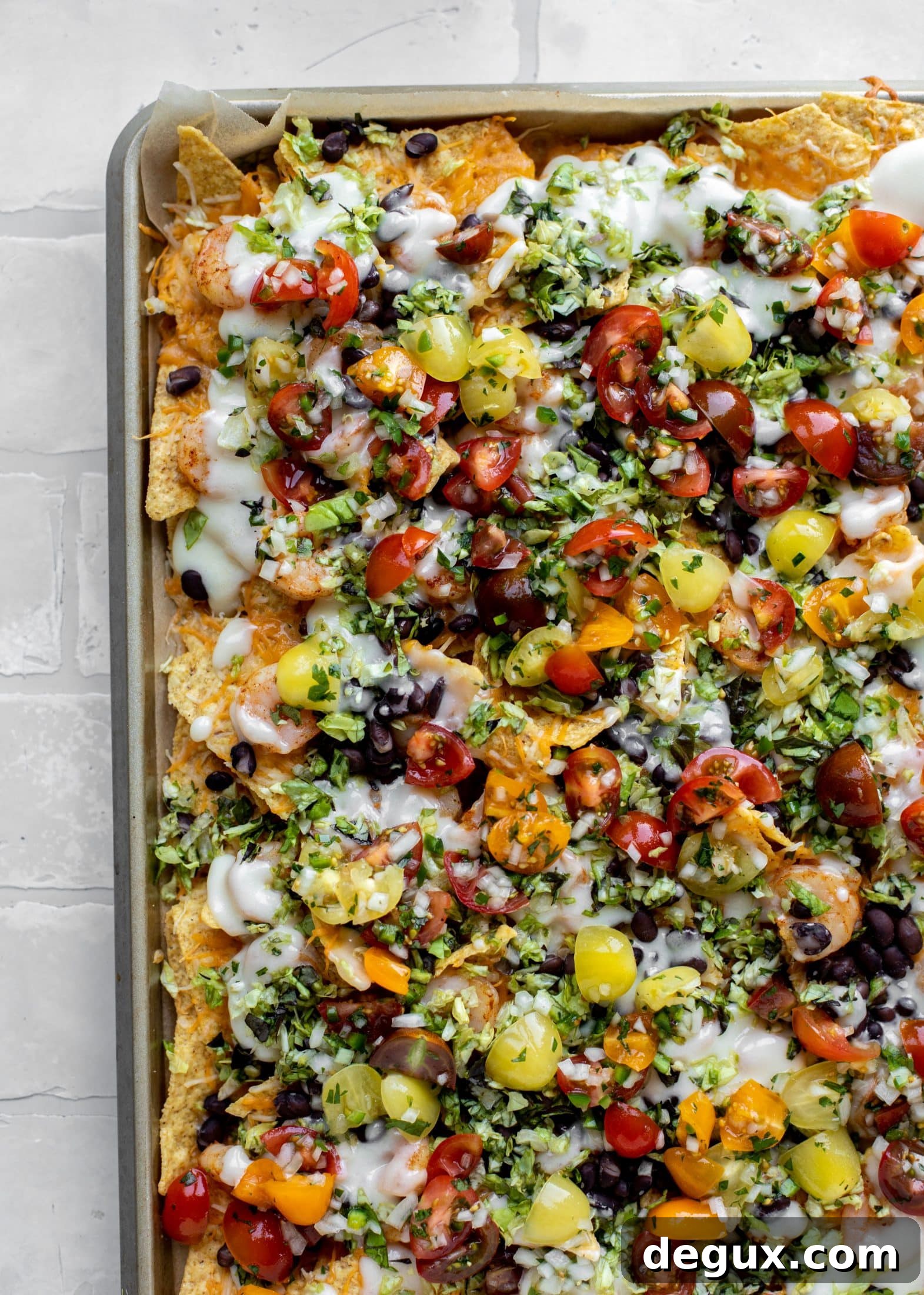 sheet pan shrimp nachos