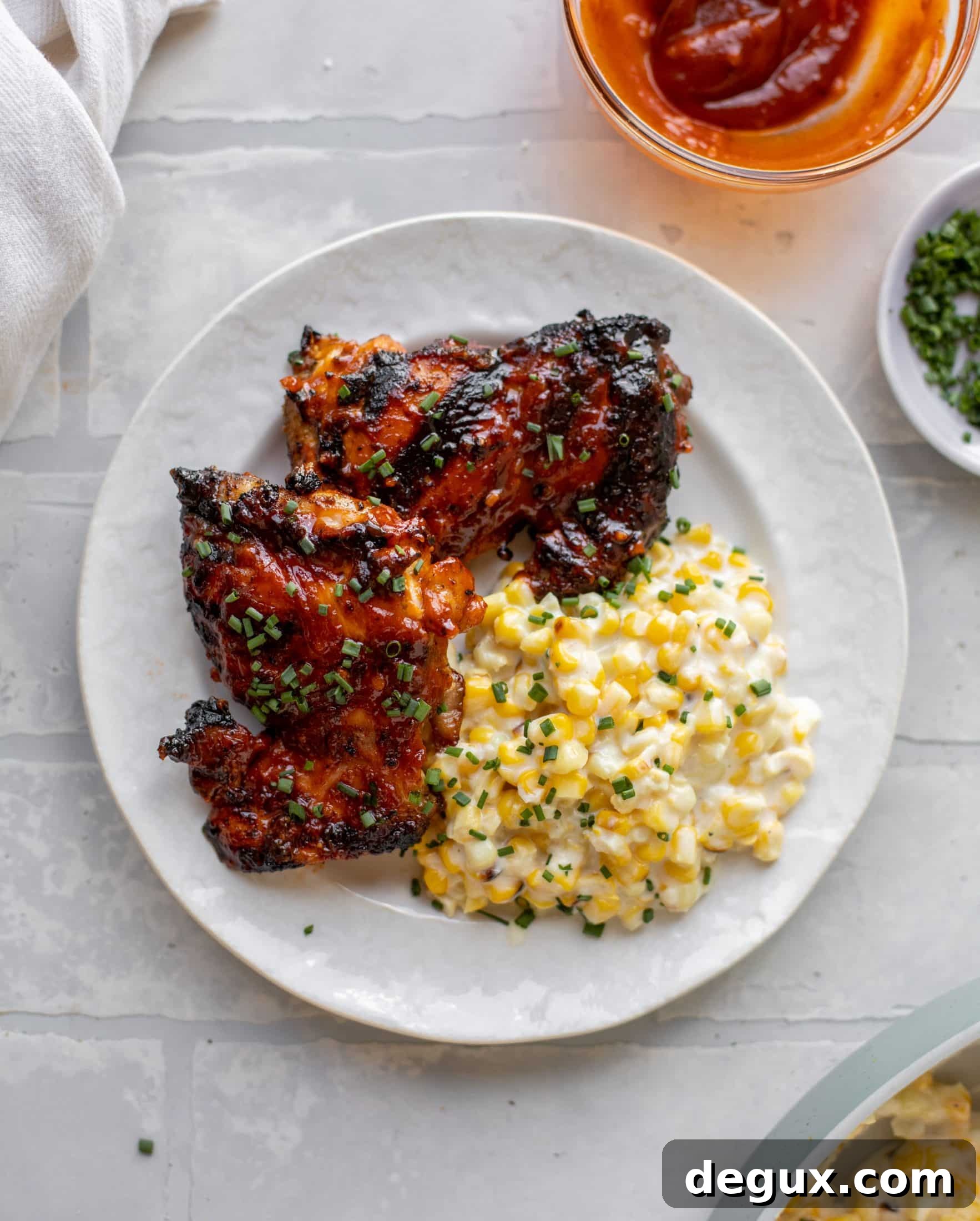 chipotle bbq beer chicken with creamed corn