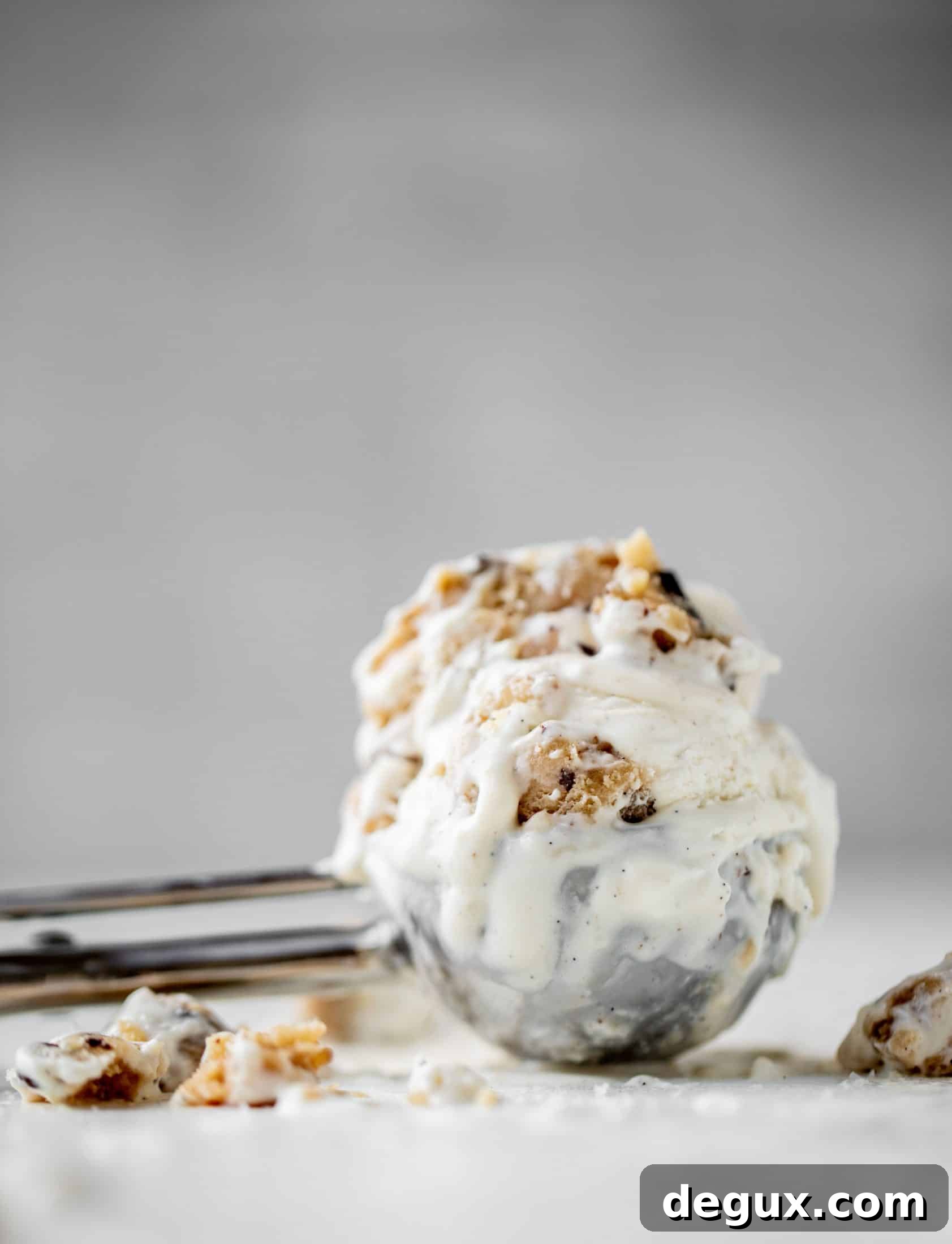Salted Chocolate Chip Cookie Dough No-Churn Ice Cream 2 scoop of no churn salted chocolate chip cookie dough ice cream
