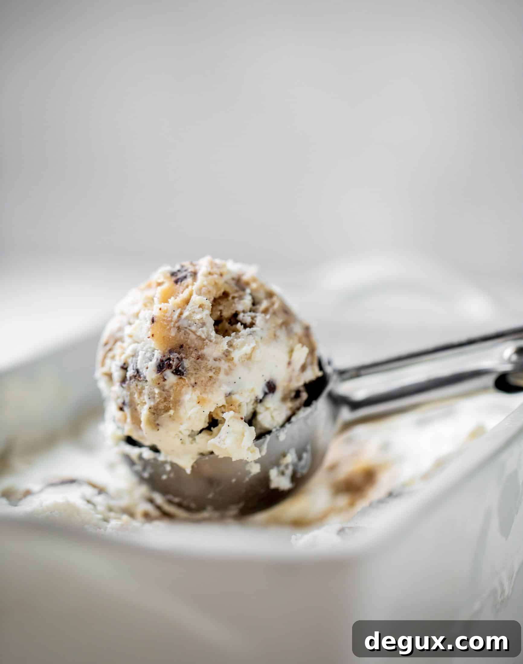 Salted Chocolate Chip Cookie Dough No-Churn Ice Cream 6 scoop of no churn salted chocolate chip cookie dough ice cream
