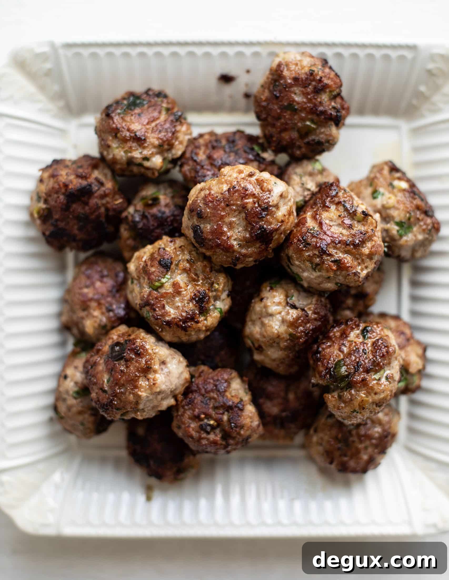browned pork meatballs