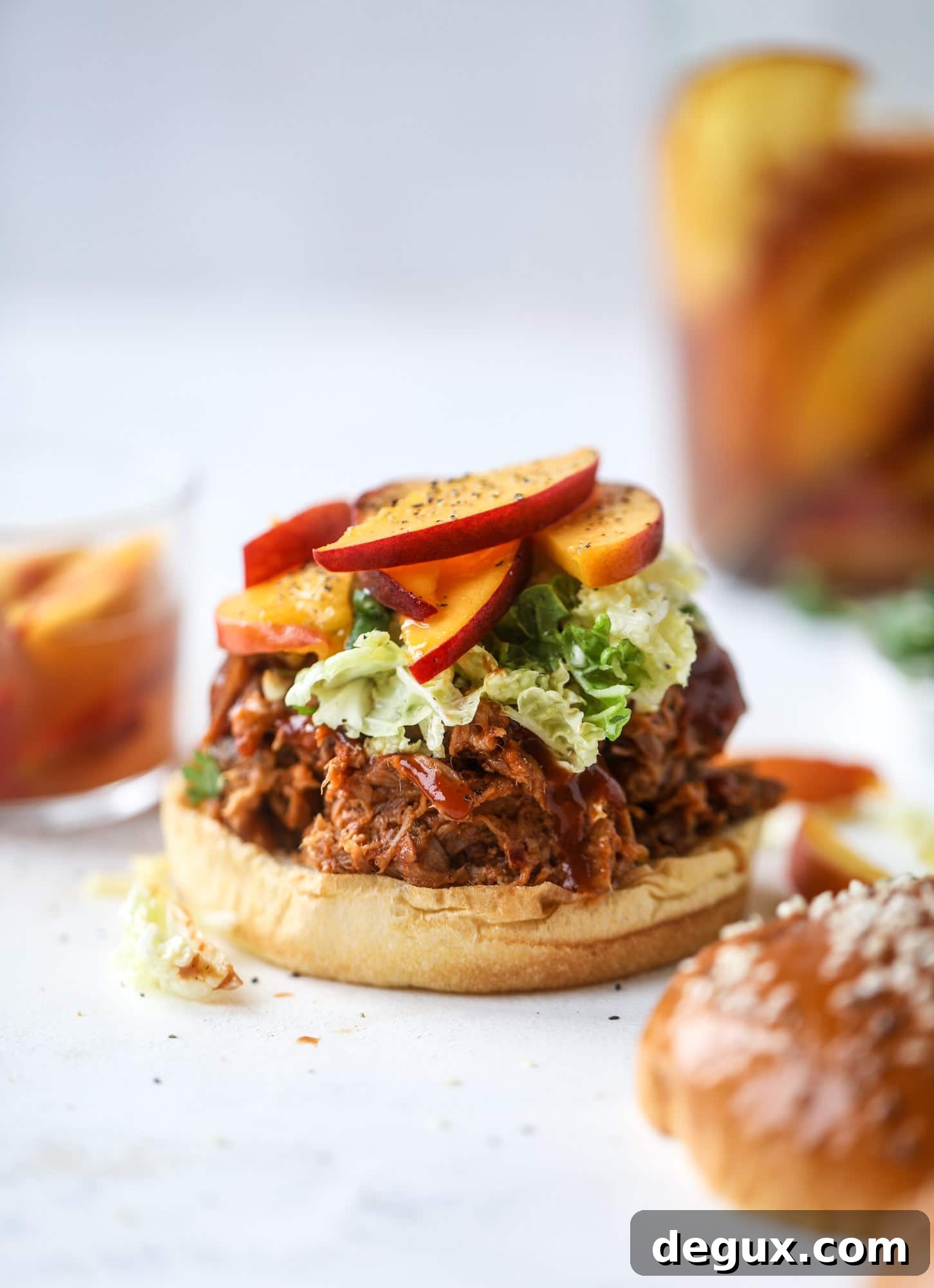 Chipotle Pulled Pork with Pickled Peaches
