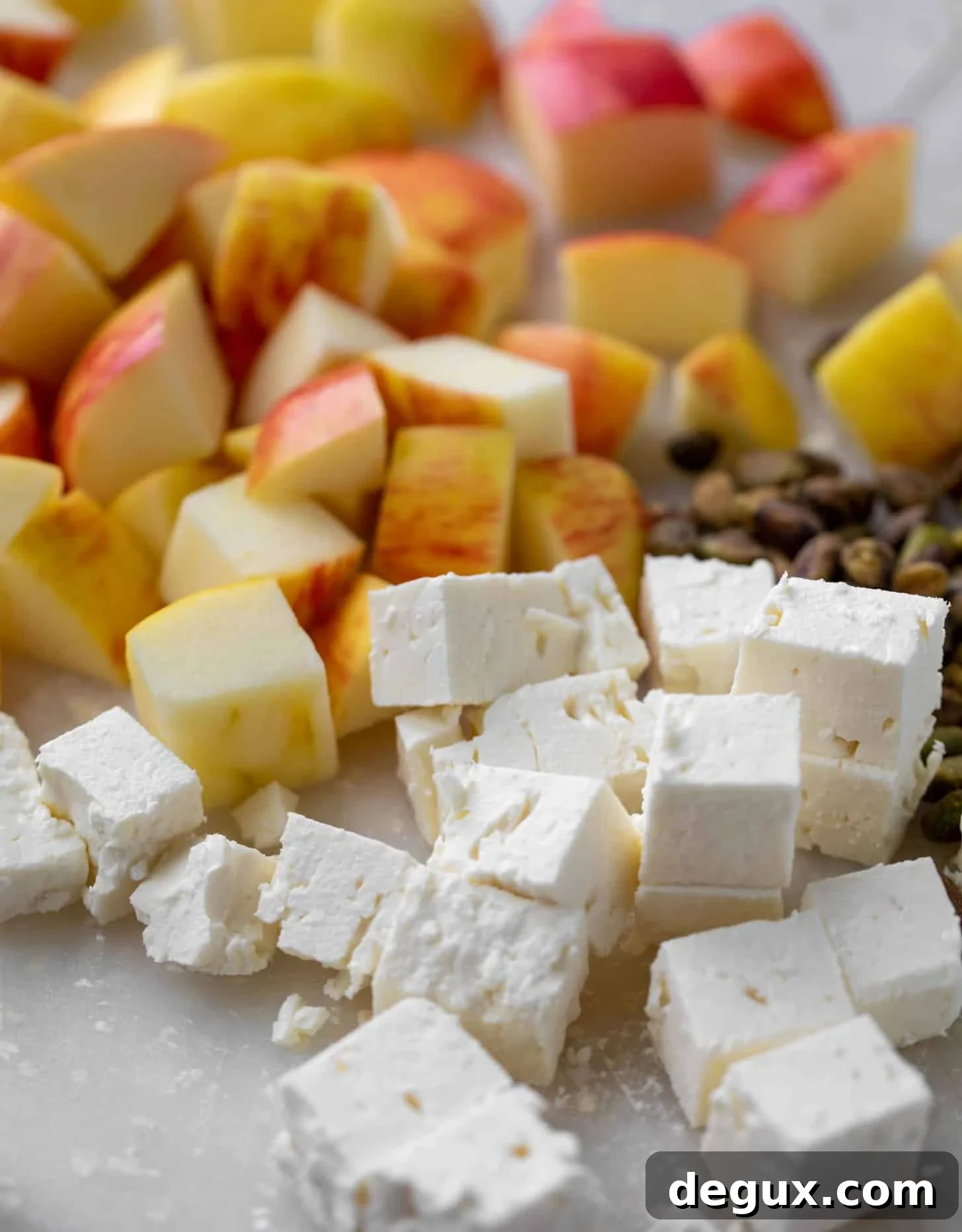 chopped apples and feta