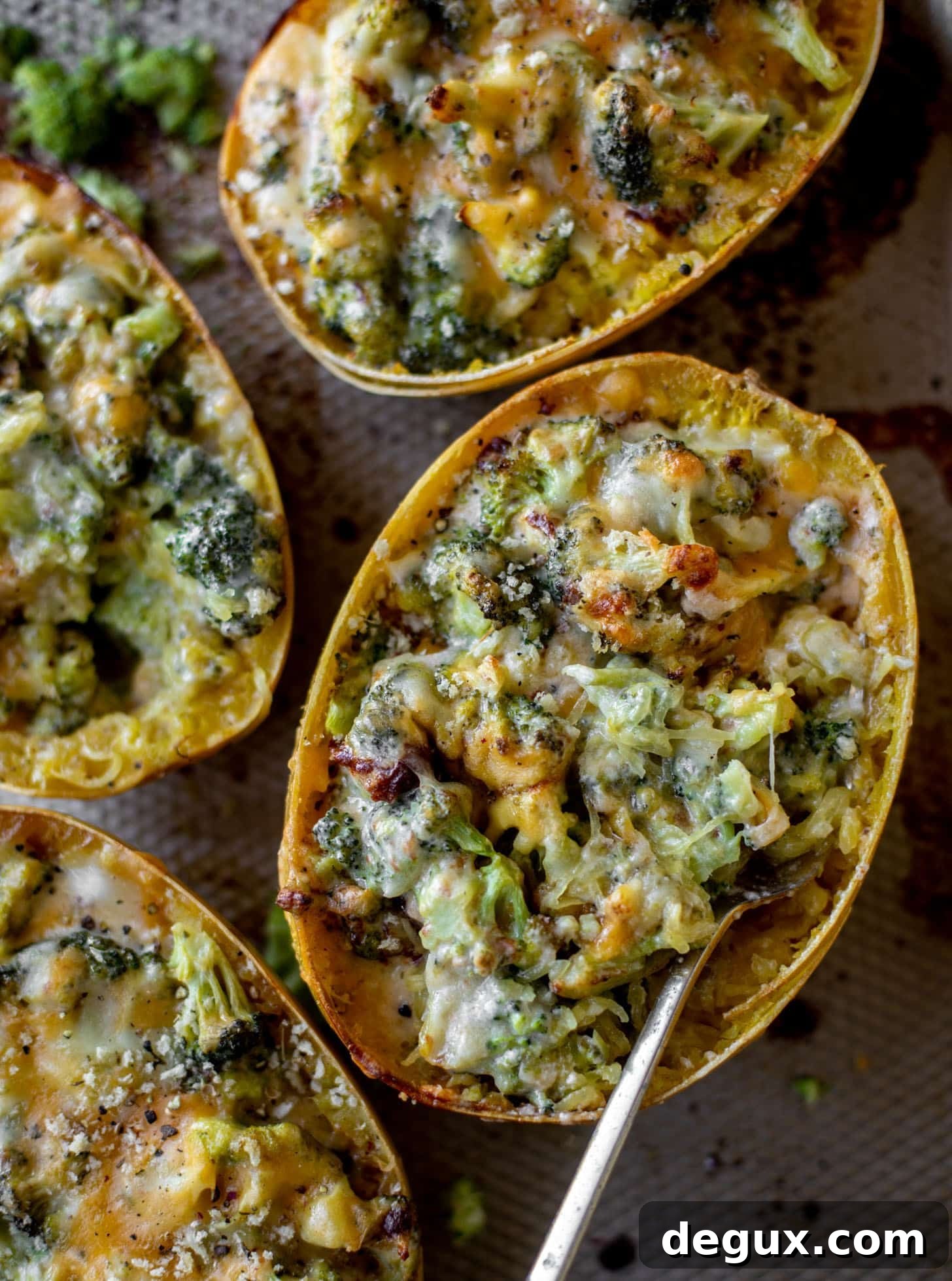 Broccoli Cheddar Stuffed Spaghetti Squash Recipe 2 broccoli cheddar stuffed spaghetti squash