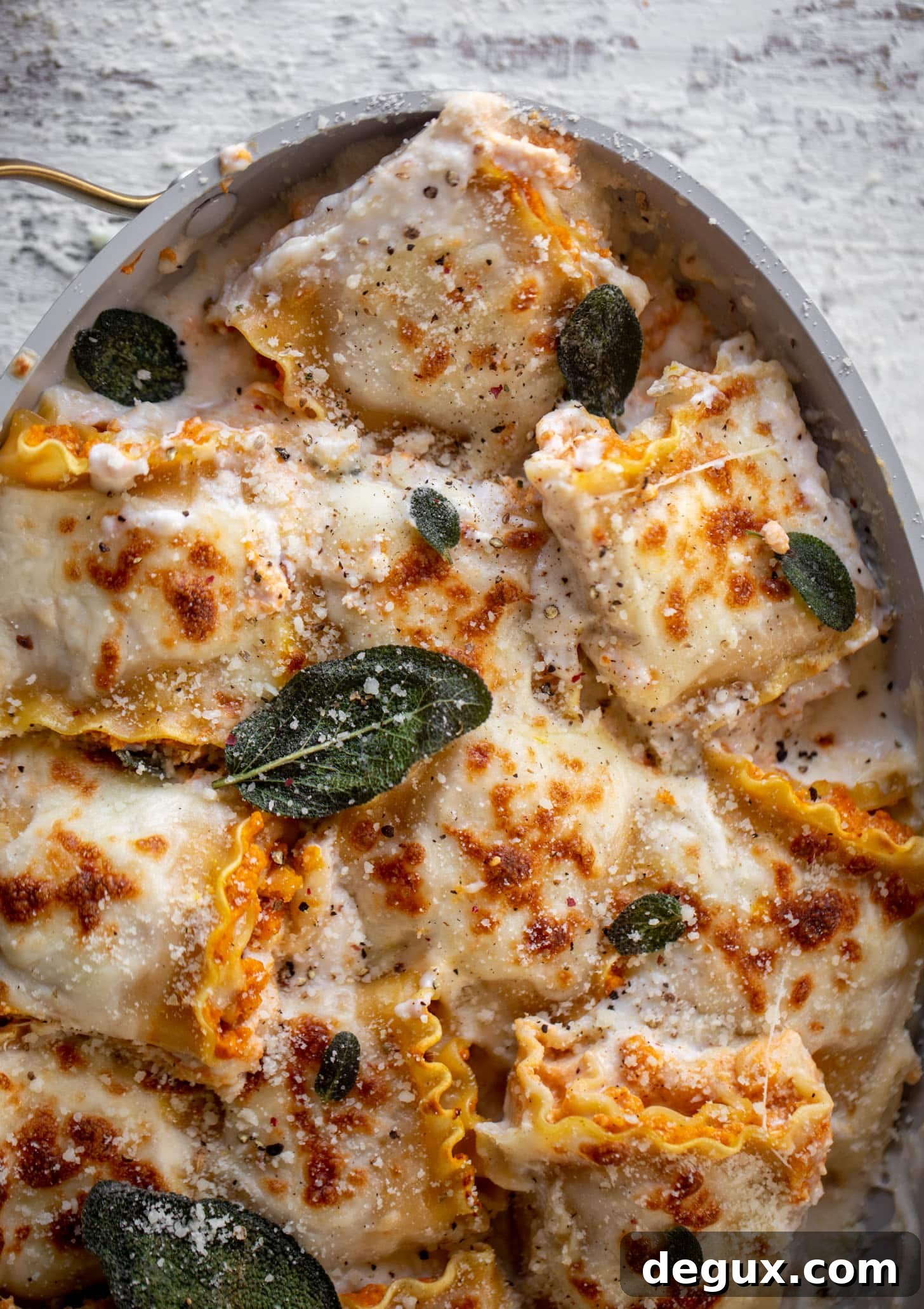 pumpkin lasagna roll ups with crispy sage