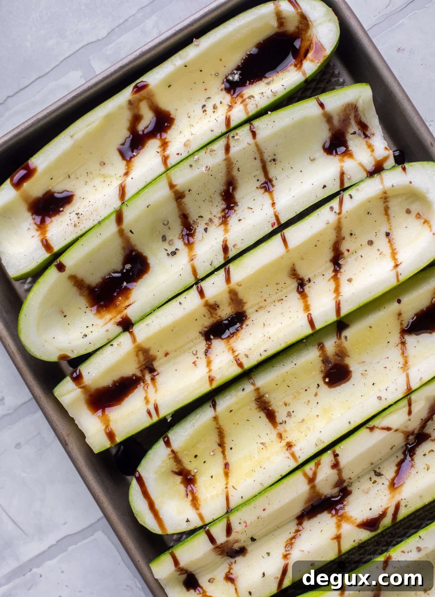 zucchini drizzled with balsamic glaze