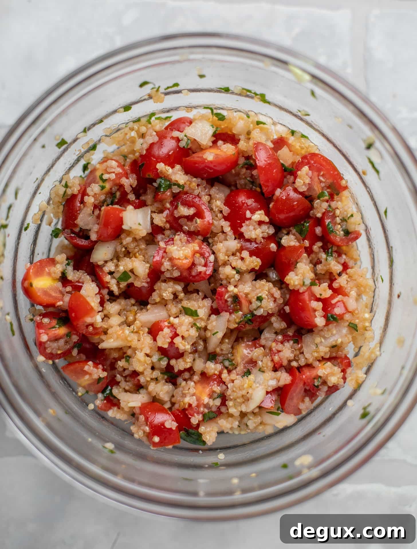 quinoa bruschetta in a bowl