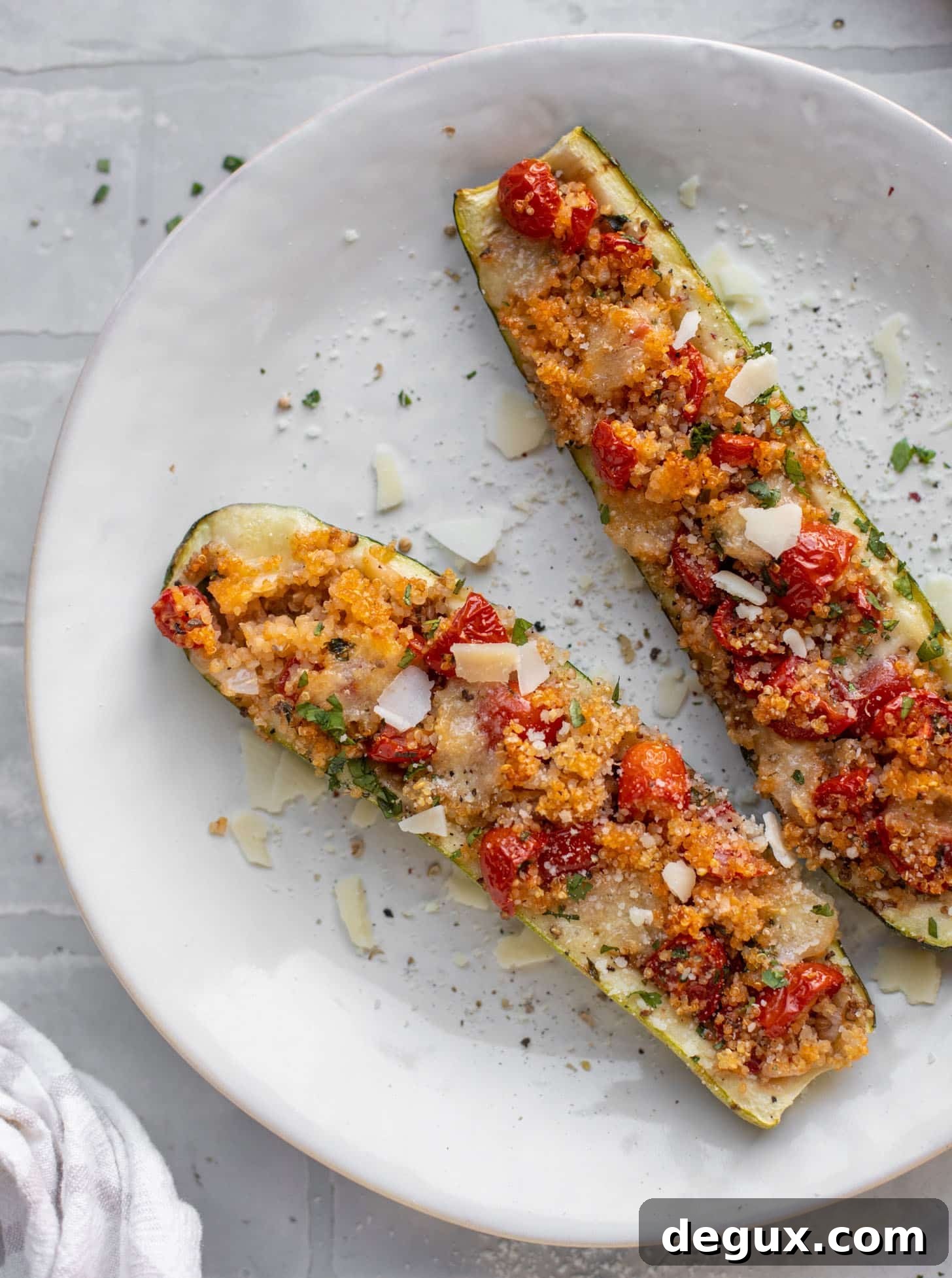 bruschetta quinoa zucchini boats