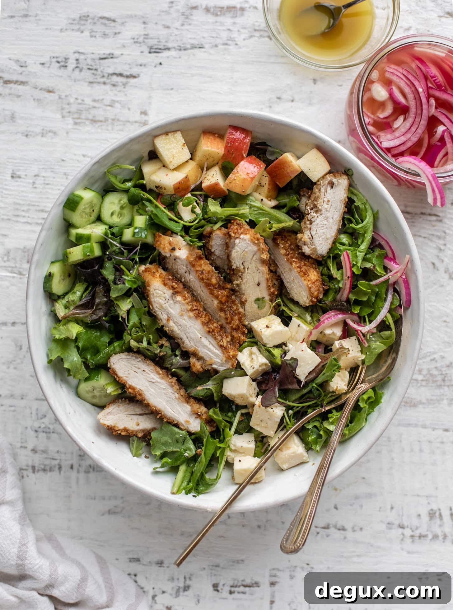 Crunchy Pretzel-Crusted Chicken Salad with Tangy Mustard Vinaigrette 12 pretzel crusted chicken salad with mustard vinaigrette