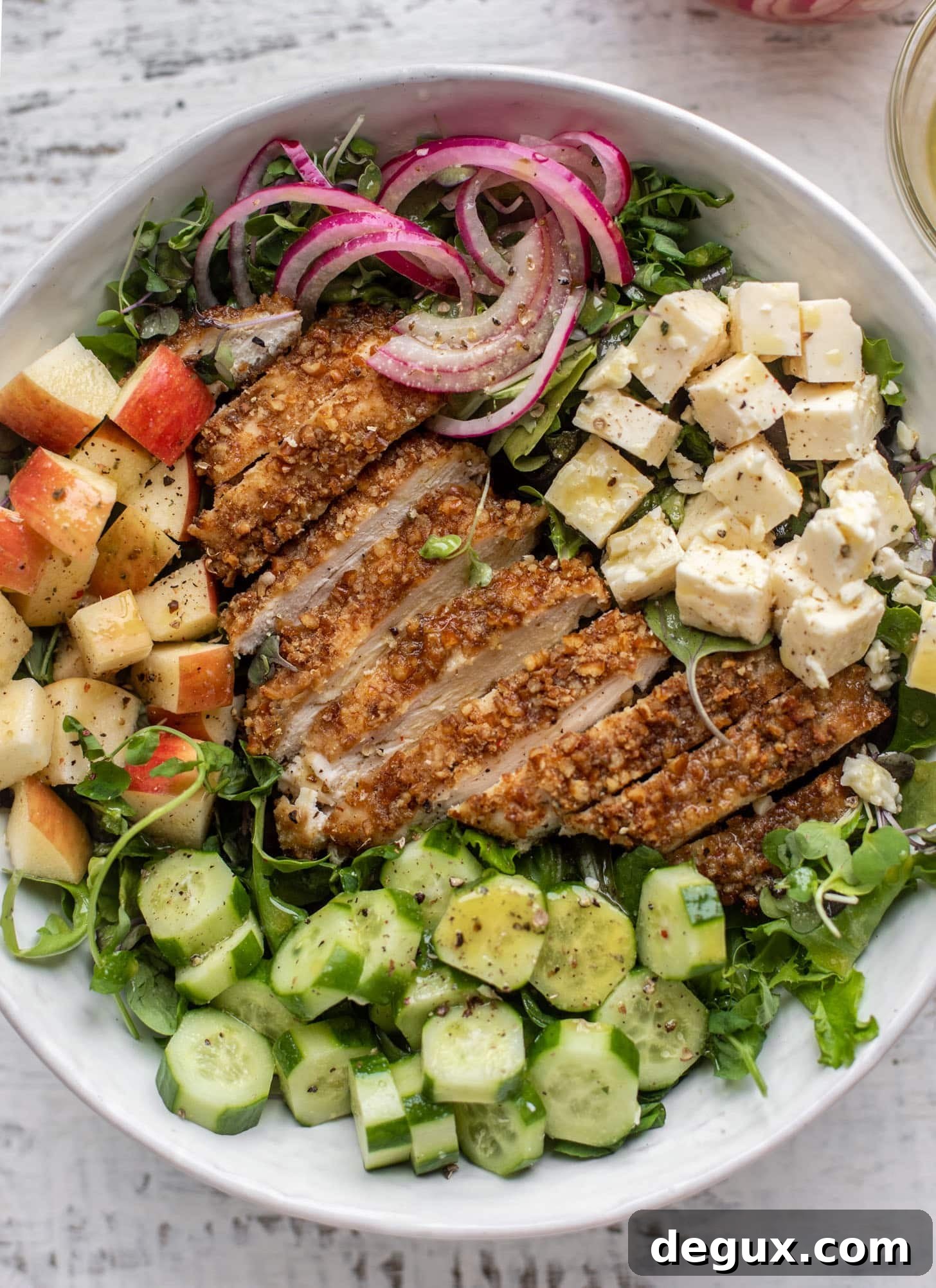 Crunchy Pretzel-Crusted Chicken Salad with Tangy Mustard Vinaigrette 8 pretzel crusted chicken salad with mustard vinaigrette