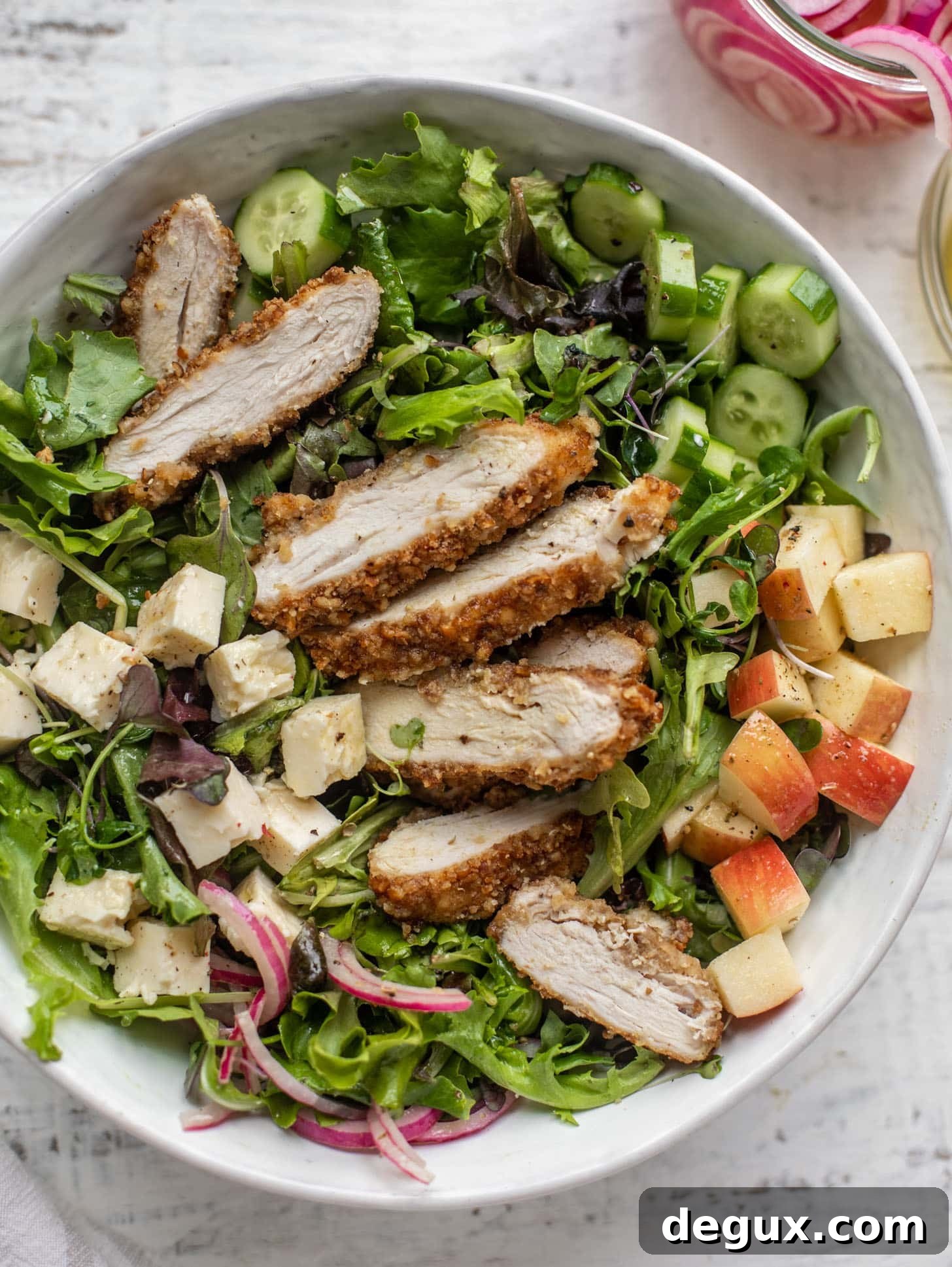 Crunchy Pretzel-Crusted Chicken Salad with Tangy Mustard Vinaigrette 10 pretzel crusted chicken salad with mustard vinaigrette