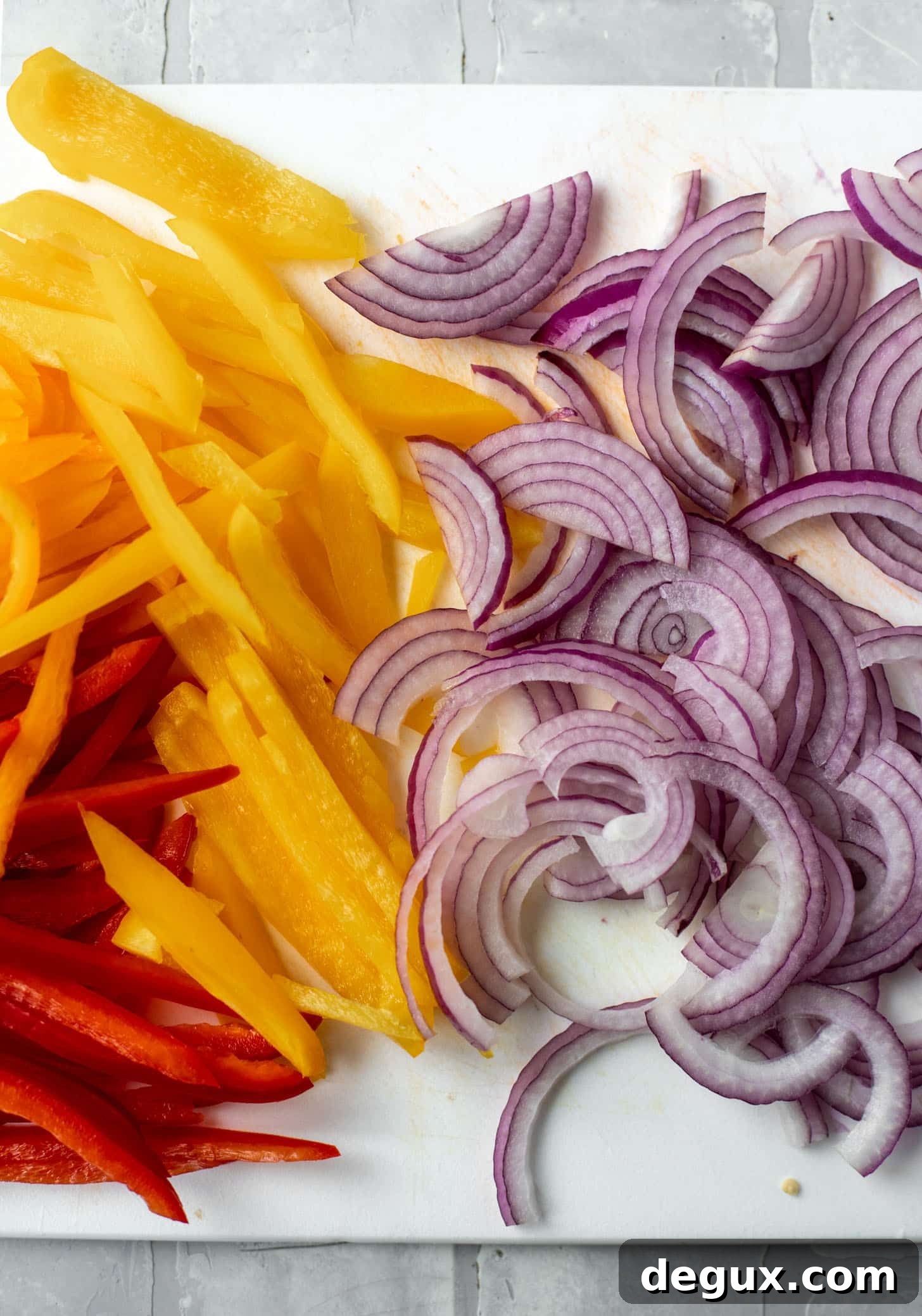 sliced peppers and onions