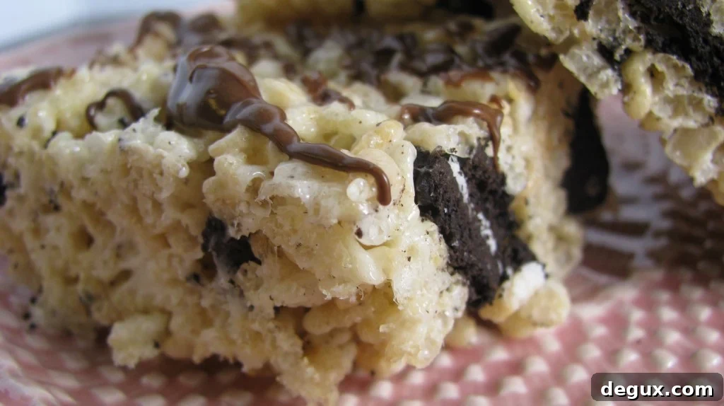 Finished Cookies and Cream Crispy Treats