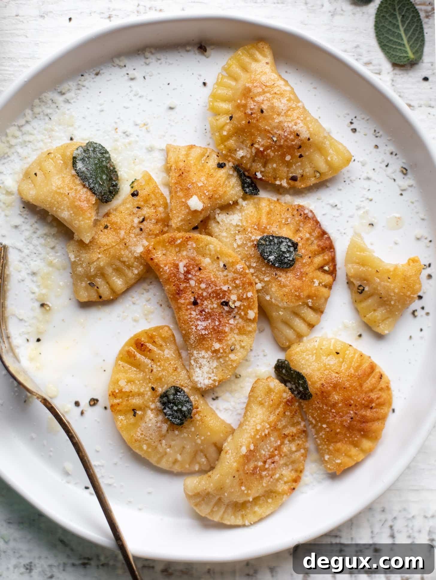 pumpkin pierogies with brown butter and crispy sage