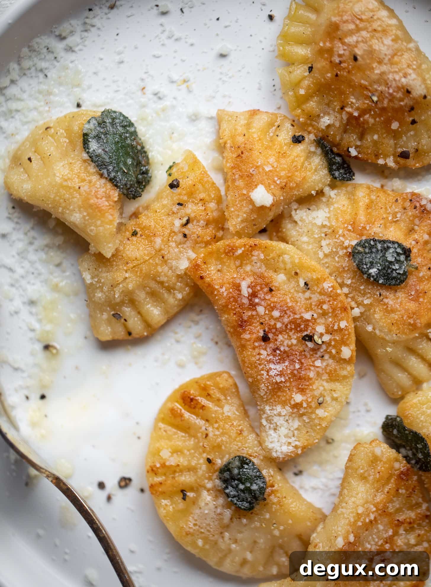 pumpkin pierogies with brown butter and crispy sage