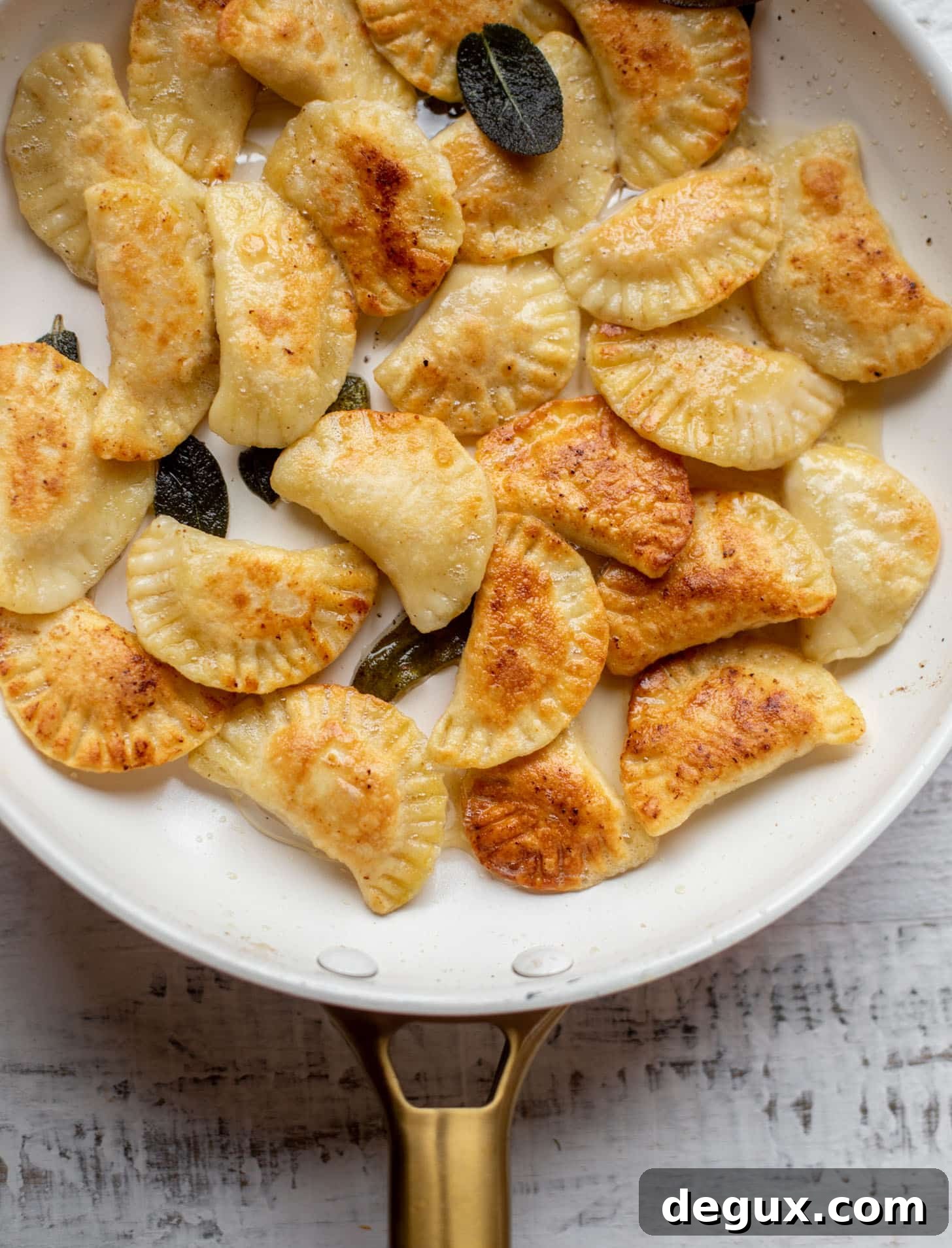 pumpkin pierogies with brown butter and crispy sage