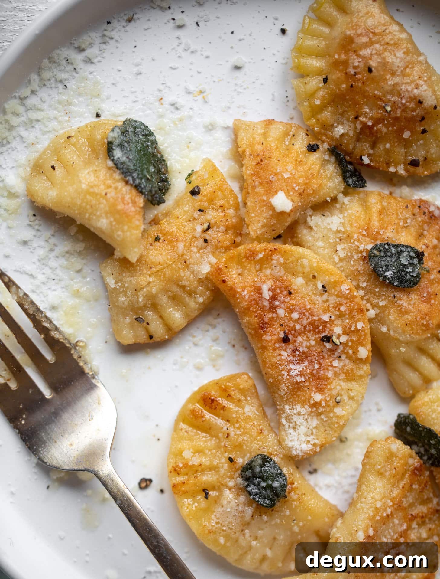 pumpkin pierogies with brown butter and crispy sage
