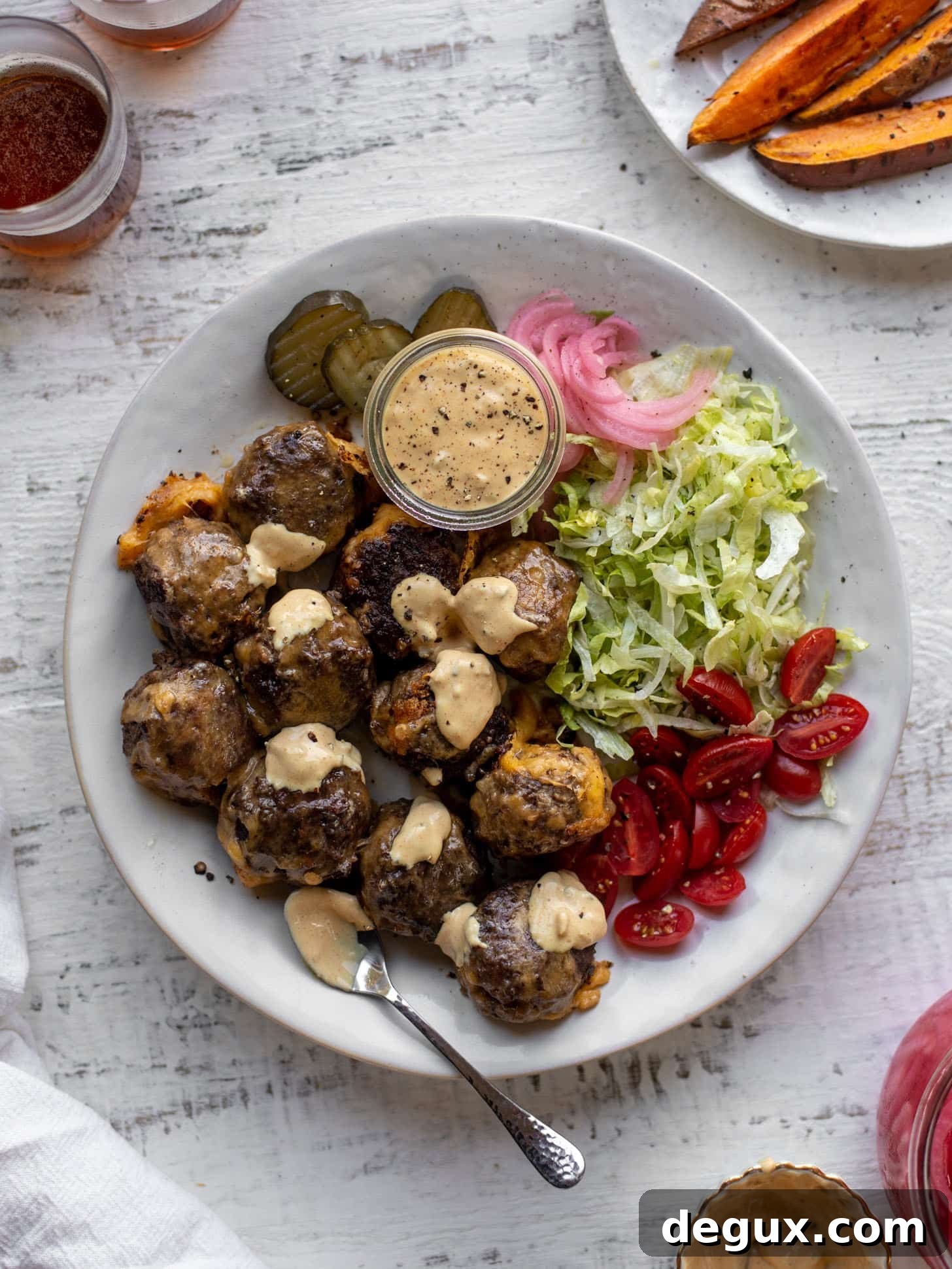 cheeseburger meatballs with special sauce
