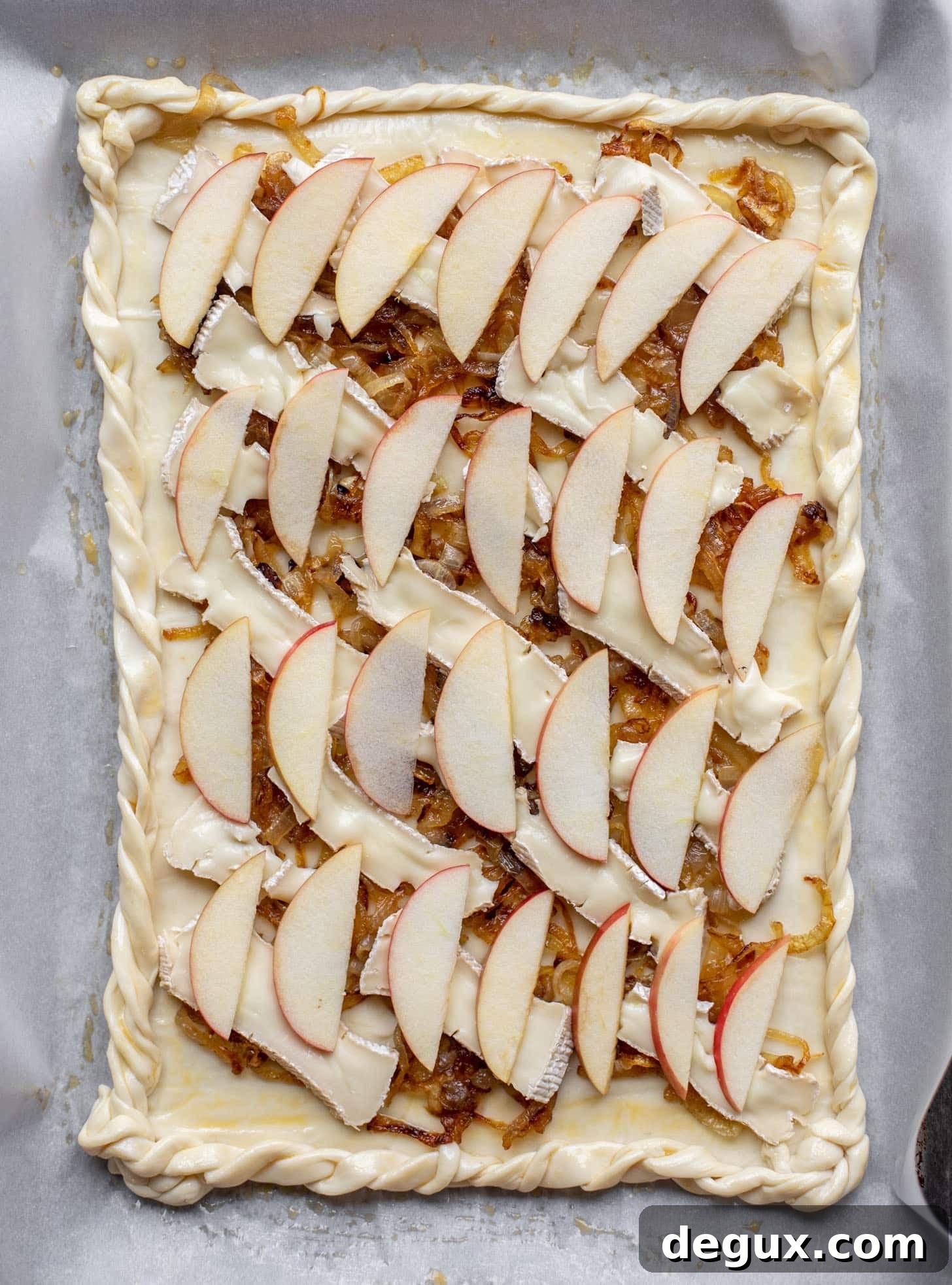Caramelized Onion, Apple & Brie Tart Recipe — Savory-Sweet Tart 5 caramelized onion, apple and brie puff pastry tart