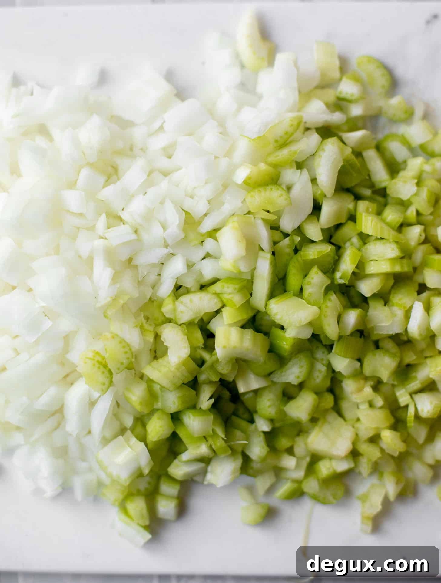 chopped onion and celery