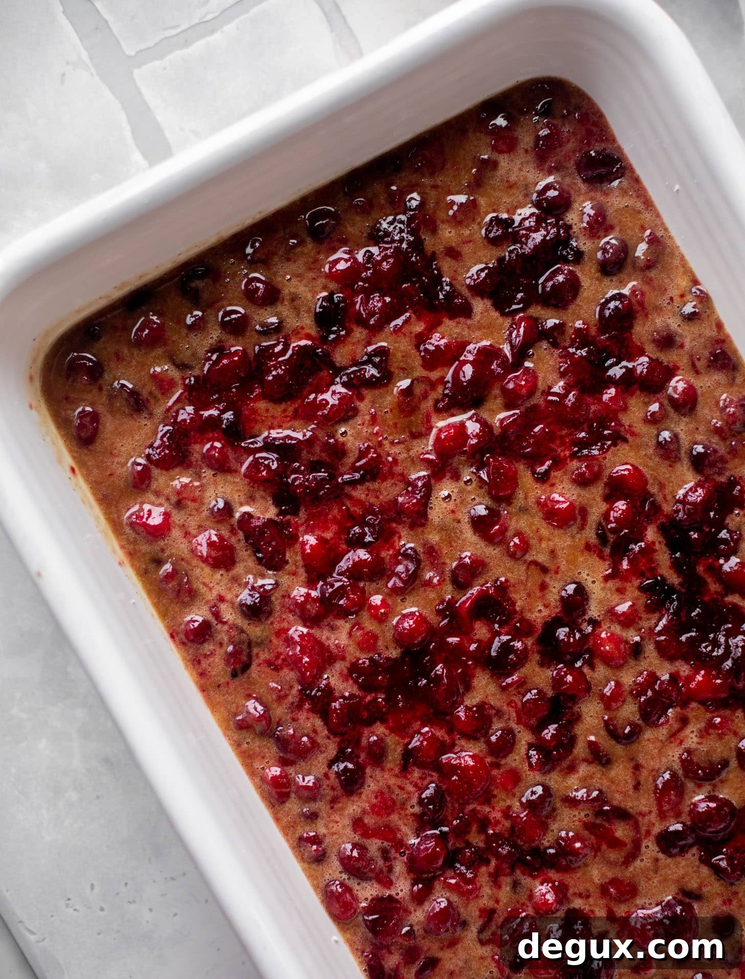 Cranberry Cobbler Bars Recipe: Chewy-Topped Holiday Dessert 5 cranberry cobbler bars before baking
