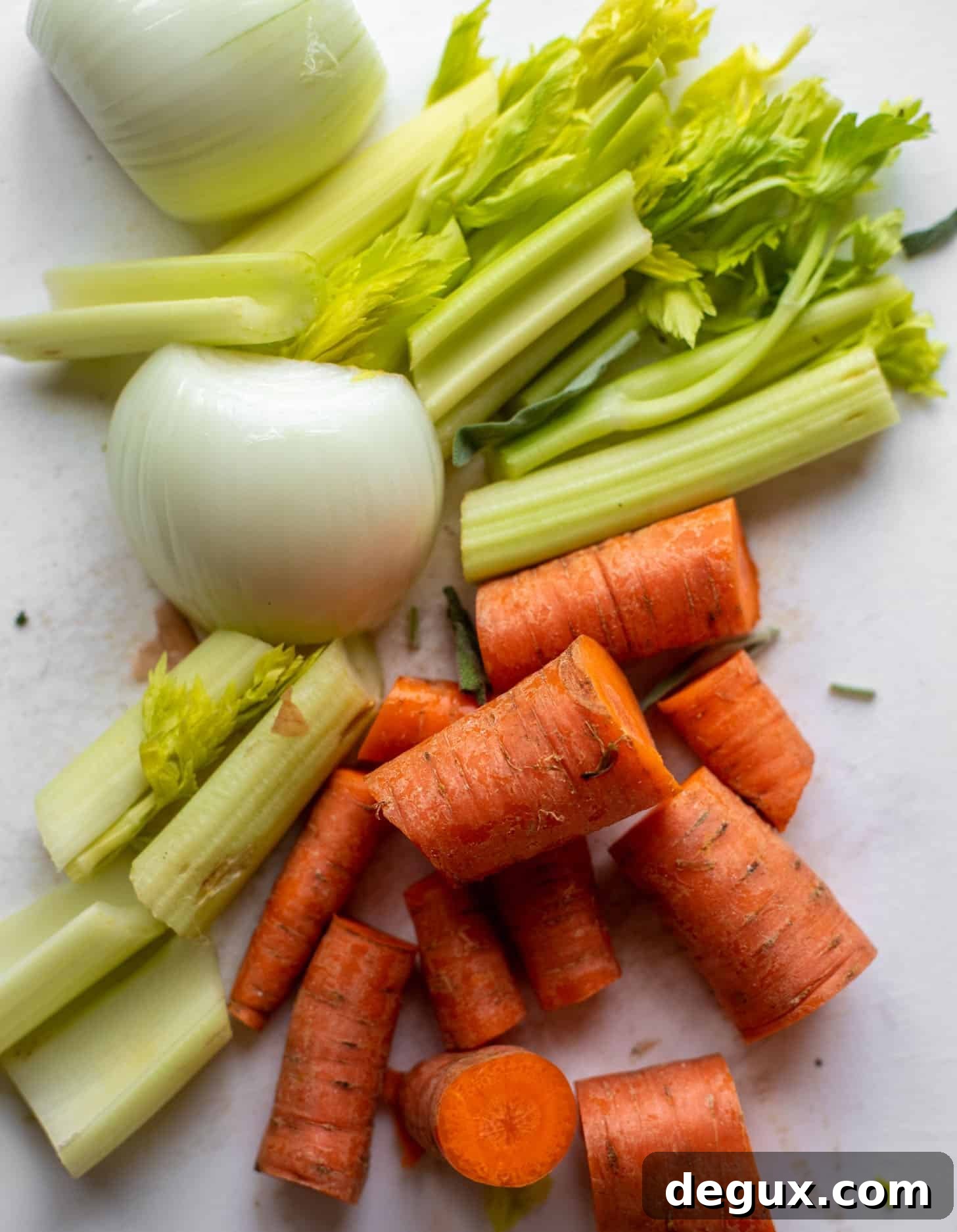 chopped onions, carrots, celery