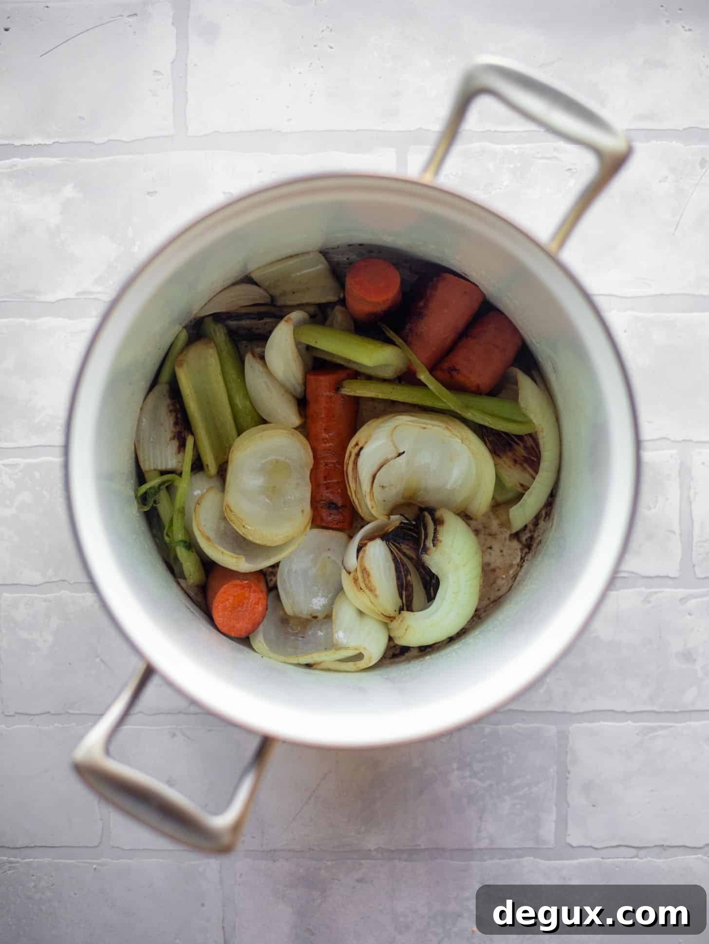 caramelized vegetables in a stock pot