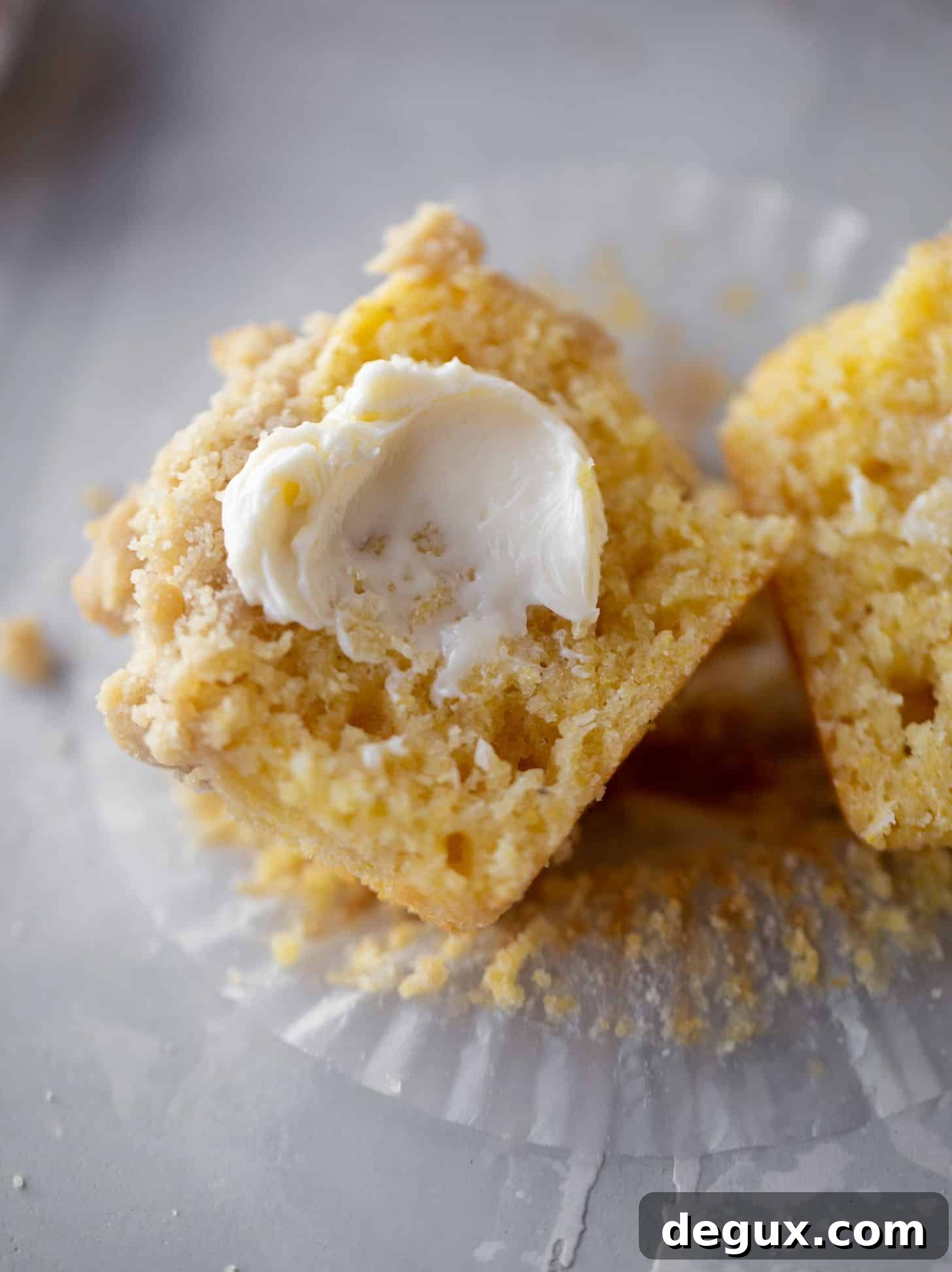 Buttery Cornbread Crumb Muffins: Crispy Streusel Topping 10 cornbread crumb muffins with butter