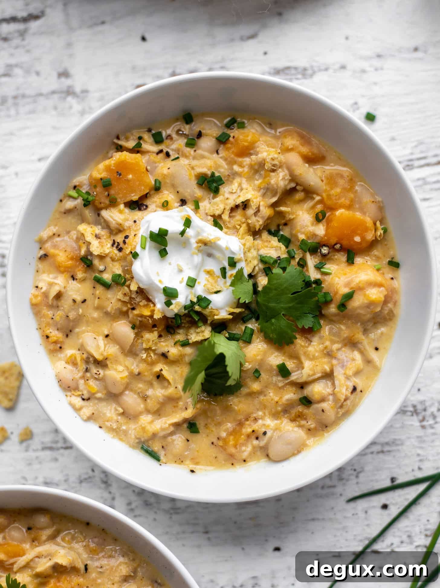 Creamy Butternut Squash White Chicken Chili Recipe 8 butternut white chicken chili with sour cream