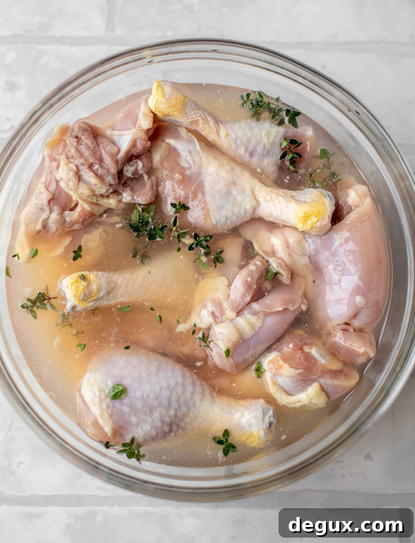 chicken marinating in rosé